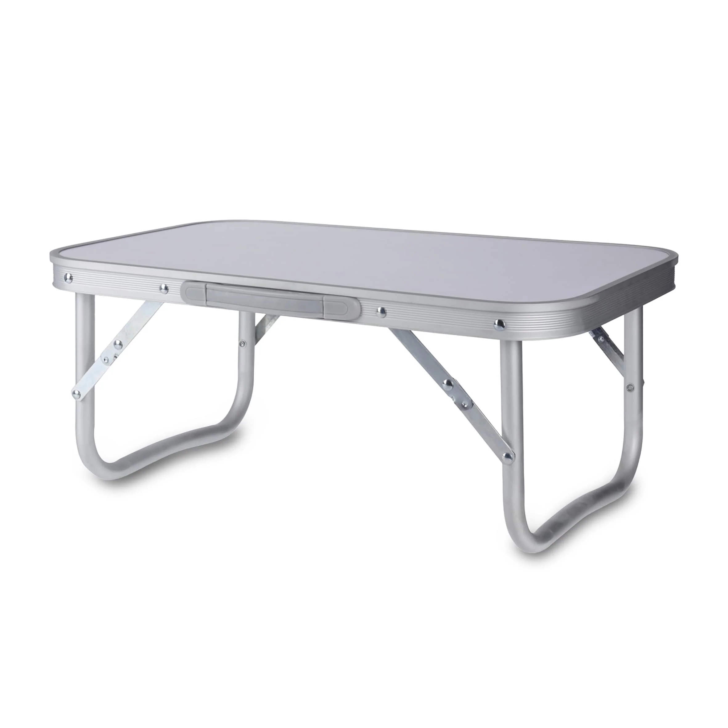 Spetebo Mini Campingtisch weiss klappbar - 56 x 34 cm - Aluminium Klapptisch niedrig - Alu Garten Pi