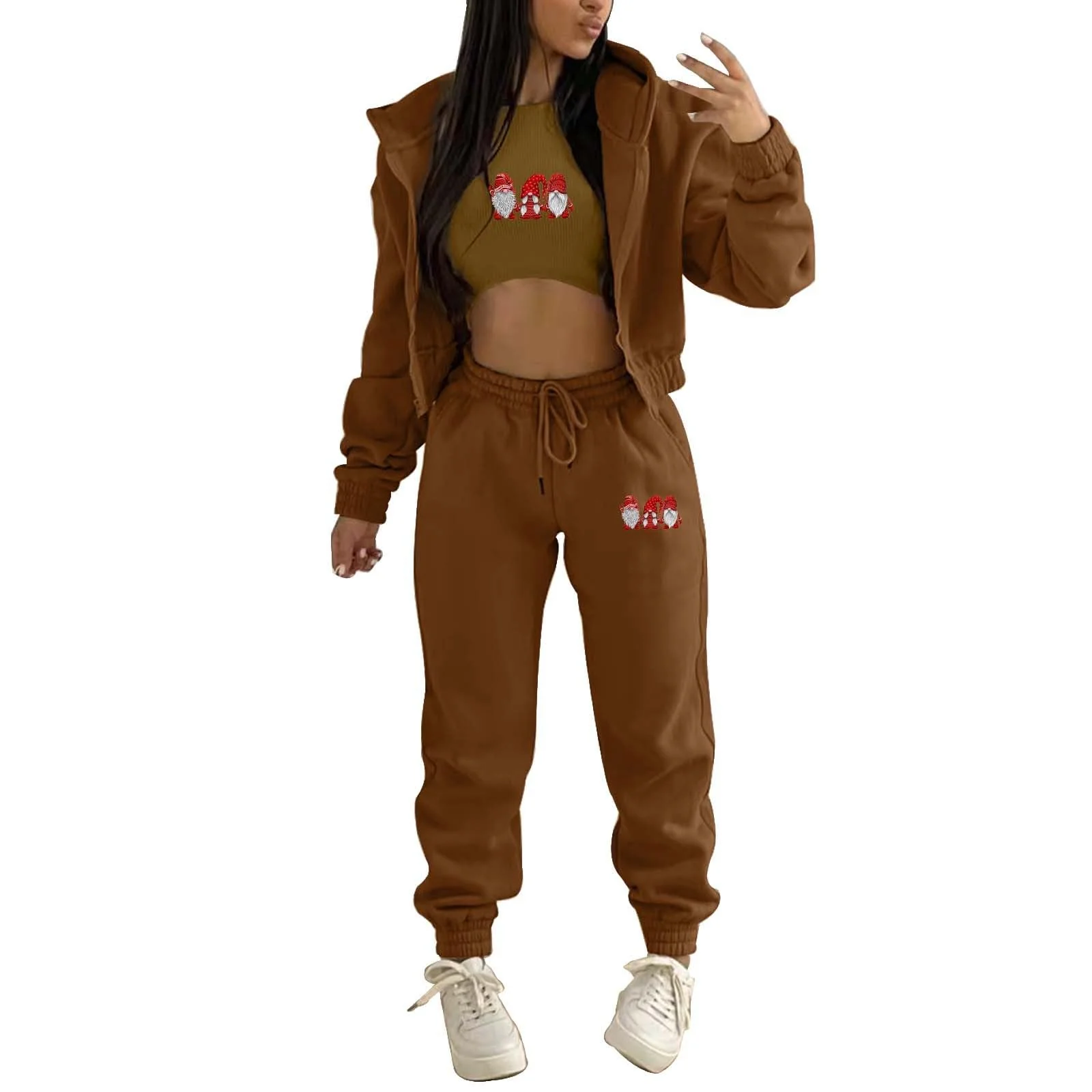 Sportanzüge für Damen 2 Stück Sport Freizeit Sweatshirt Jogginghose Zweiteiler Training Jogging Zwei