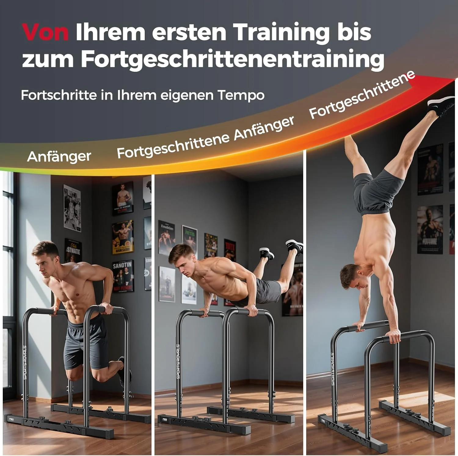 Sportsroyals Dip Barren mit Doppel-Sicherheitsverbindung | Multifunktionaler Stabiler Hebel | Dip St - Image 5