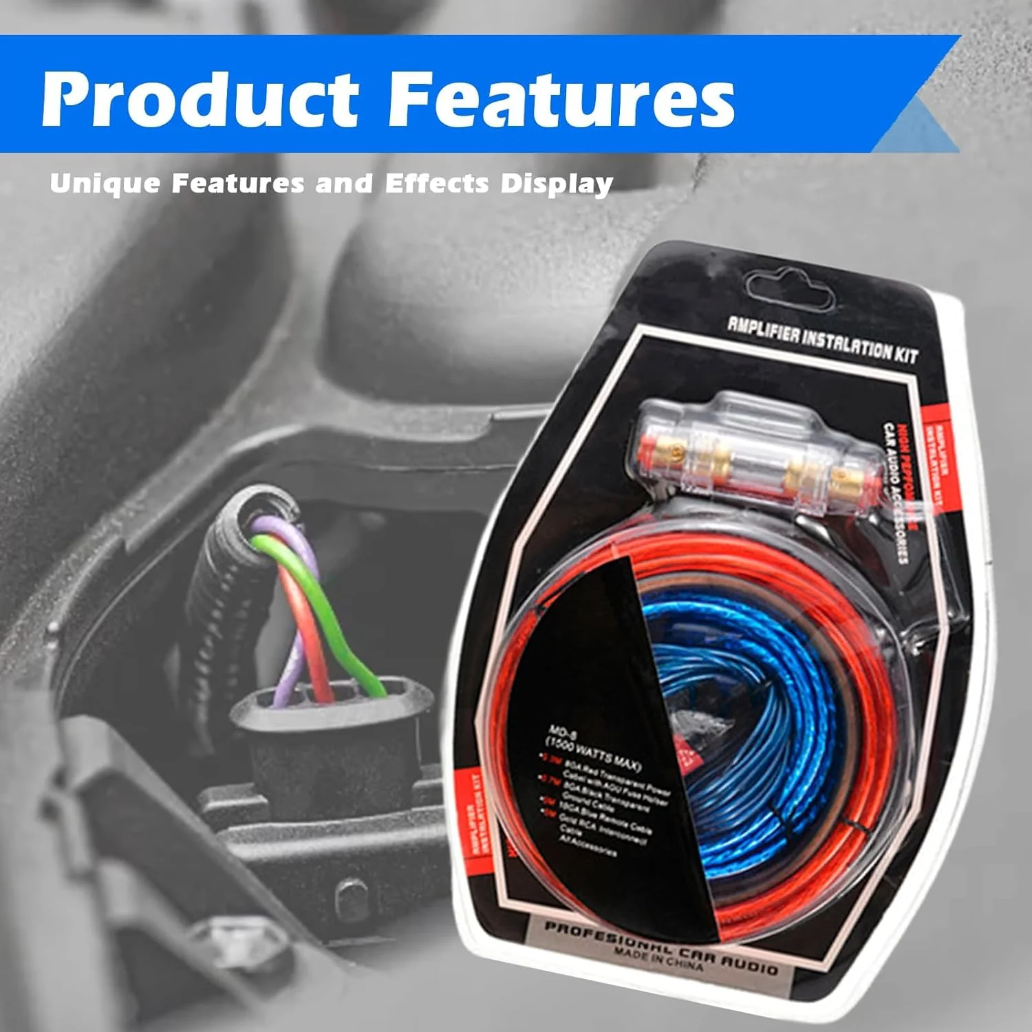 SPORWAY Endstufe Kabel Set: 10GA Kfz Verstärker Kabelsatz, Anschluss Set Auto Verstärker Kabel Set, - Image 5