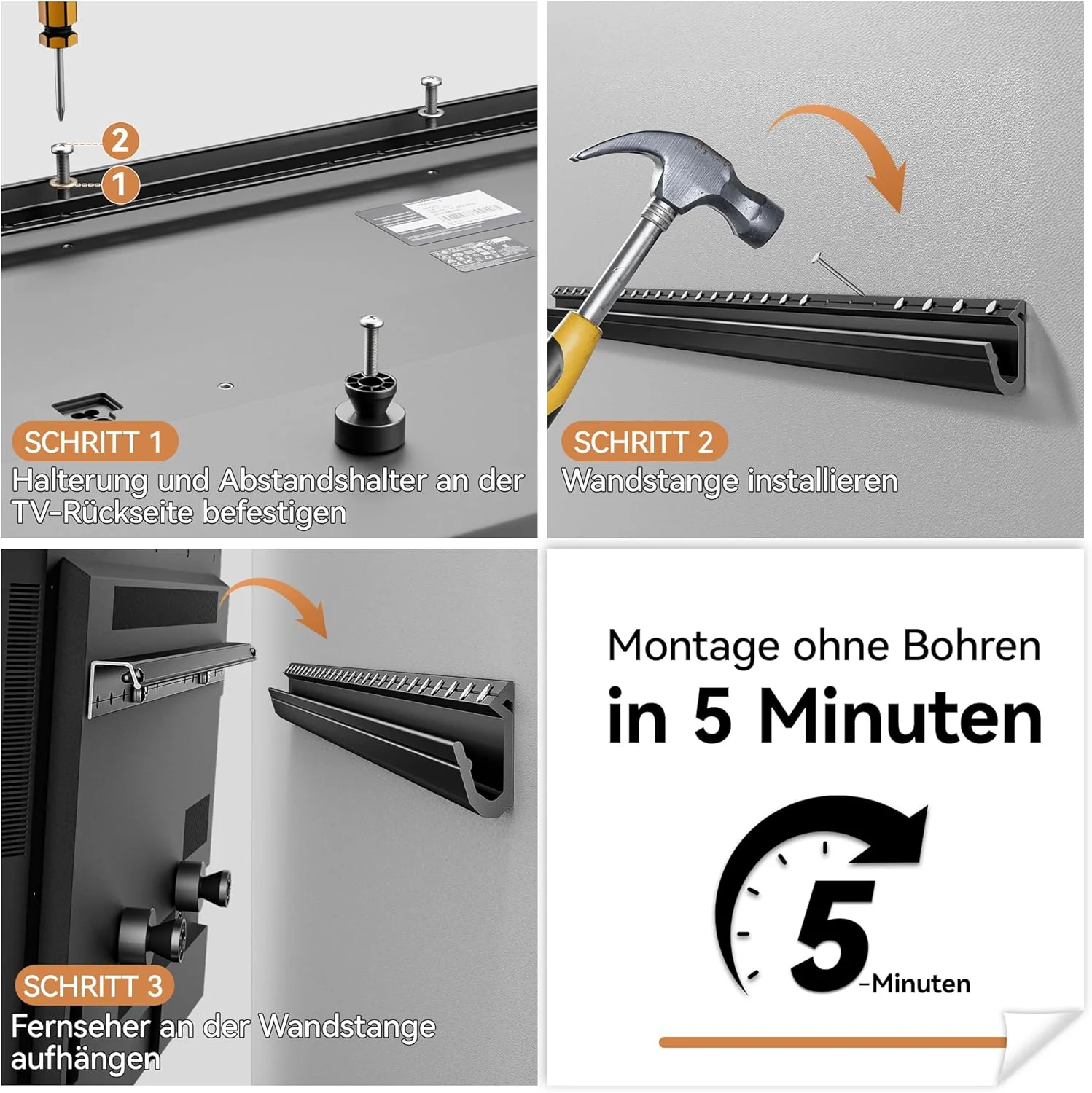 Ständerlose TV Wandhalterung für 32–75 Zoll Fernseher, TV-Halterung für Trockenbau, ohne Bohren & oh - Image 5