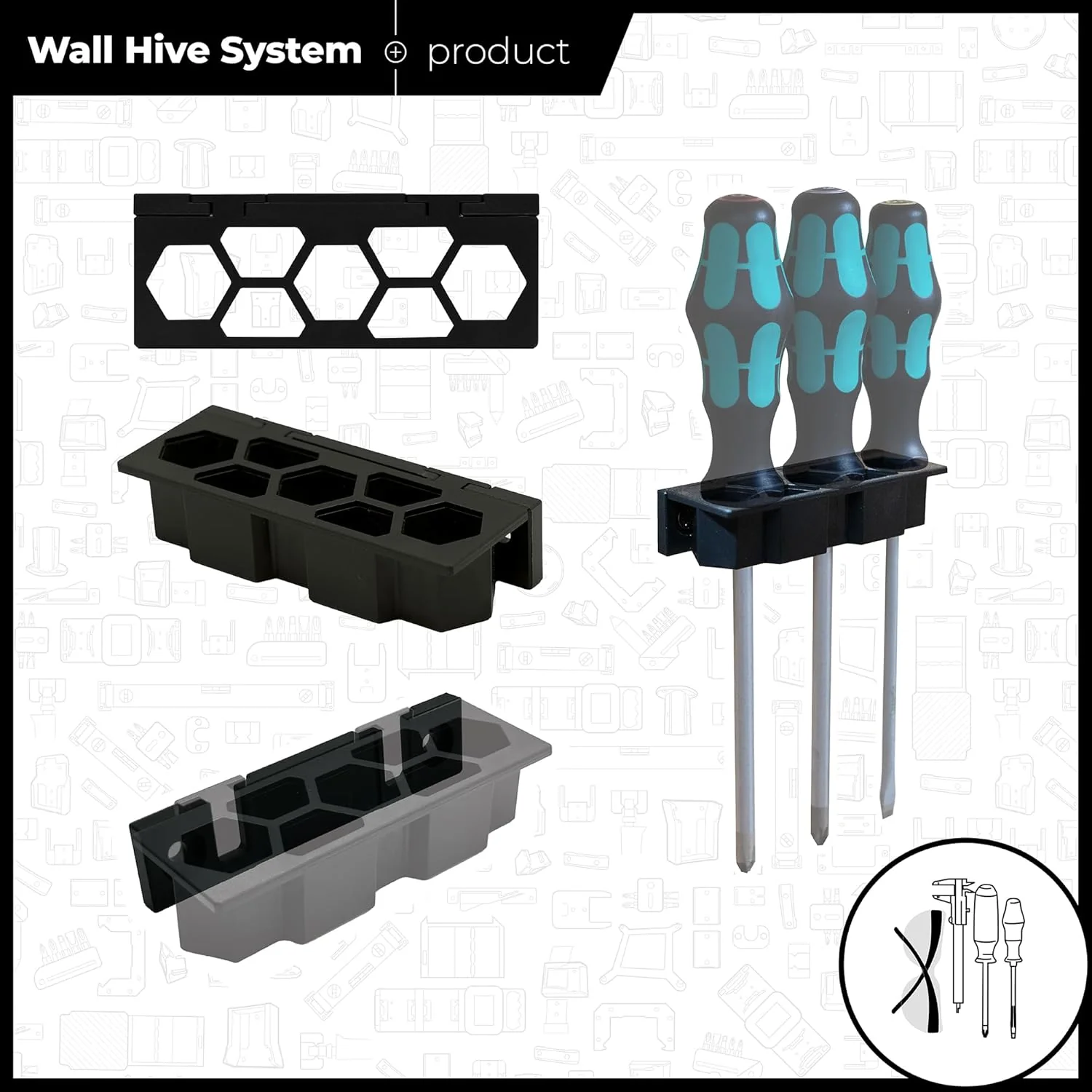 StealthMounts Wand-Hive-System, Schraubendreher-Regal, Aufbewahrungsregal für Handwerkzeug-Aufbewahr - Image 8