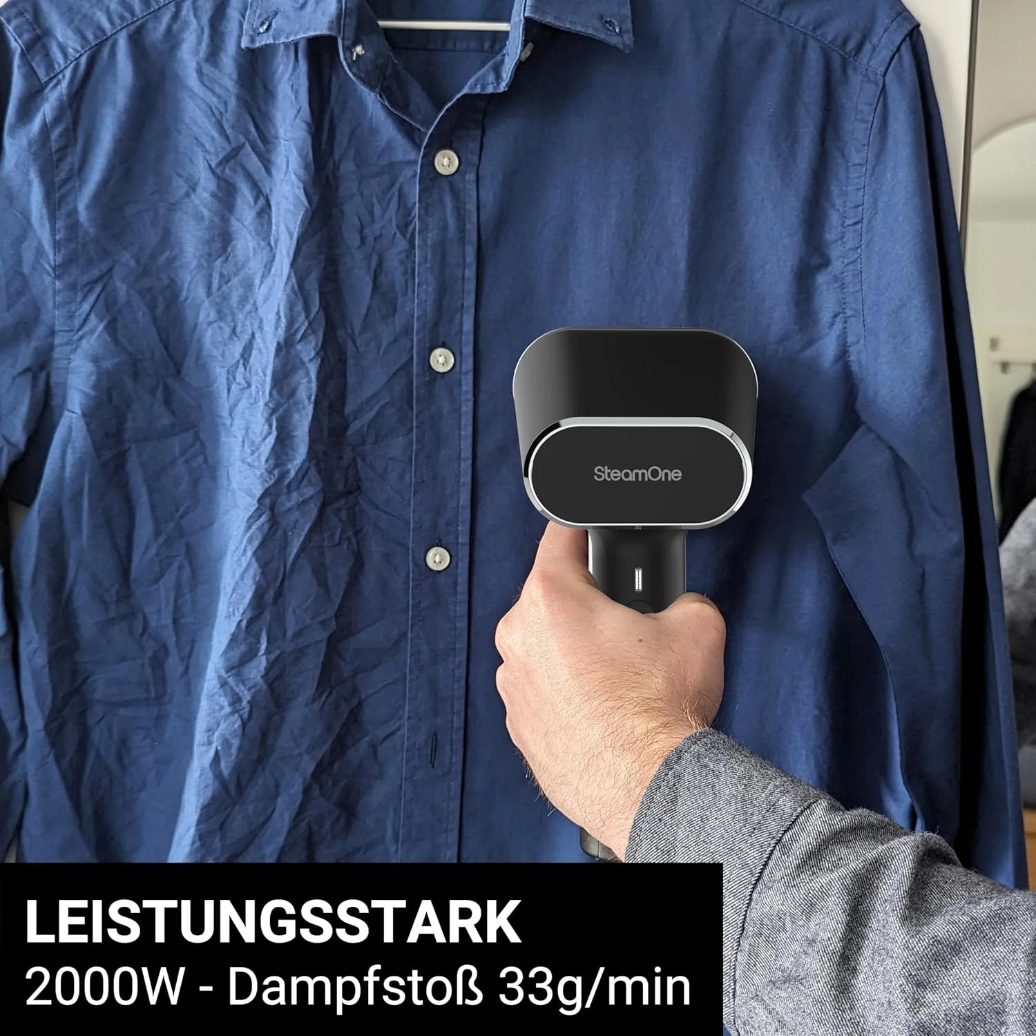 STEAMONE – Dampfglätter 2000W, 33g/min – Tragbares Bügeleisen – 150ml – Entfernt 99,99% der Verunrei - Image 2