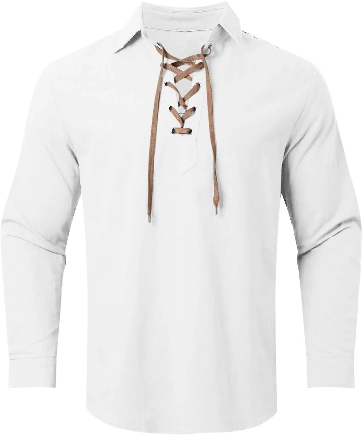 Steampunk Herren, Wikinger Cosplay Mittelalter Hemd Langarm Schwarz Leinen Shirt 4XL Römer Sommerhem - Image 4