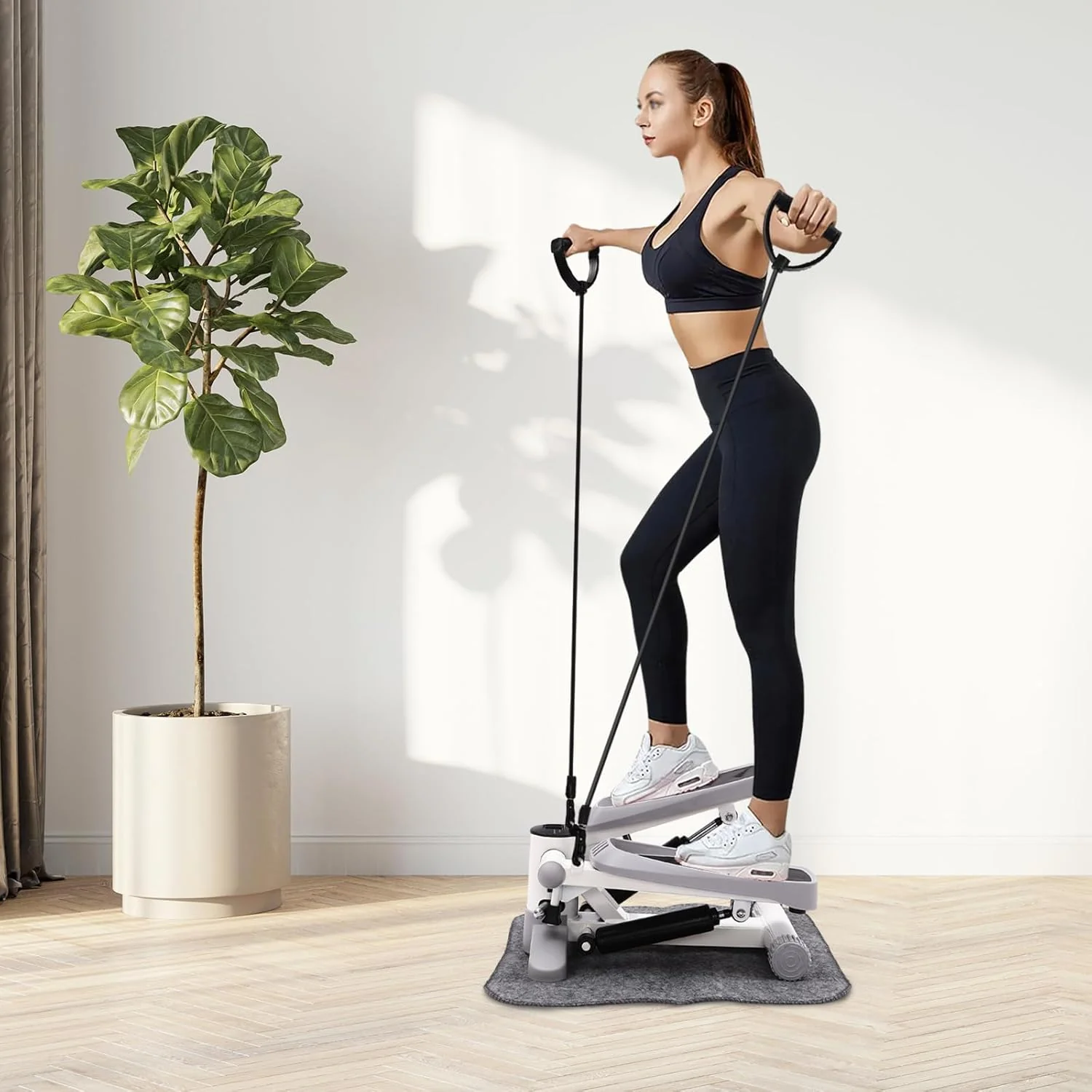 Stepper Büro, mit 2 Widerstandsbänder, Fitness Stepper für Zuhause, Mini-Stepper mit LED-Bildschirm, - Image 4