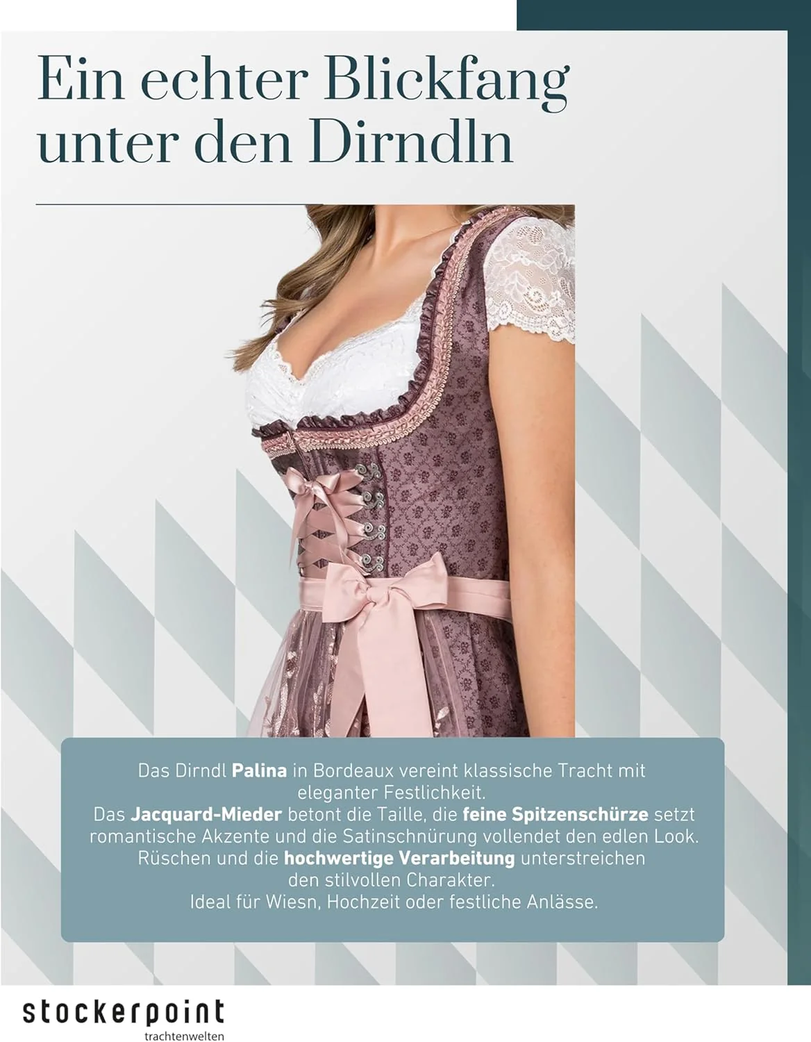 Stockerpoint Damen Dirndl Palina Kleid für besondere Anlässe 32 Bordeaux, 32 Bordeaux - Image 5