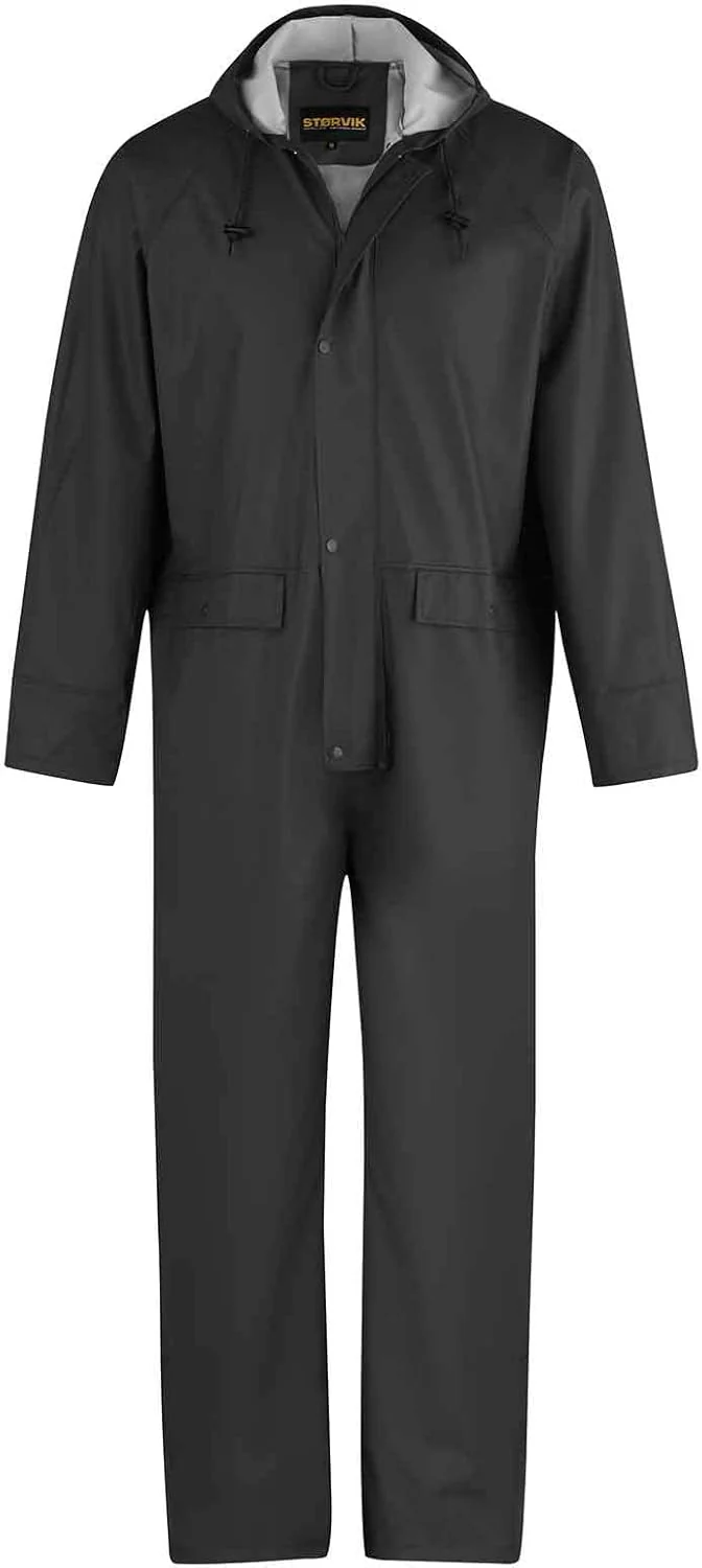 STØRVIK PU-Overall Regenkombi Regenoverall Reinigungsoverall Unisex Schwarz L, Schwarz L - Image 2