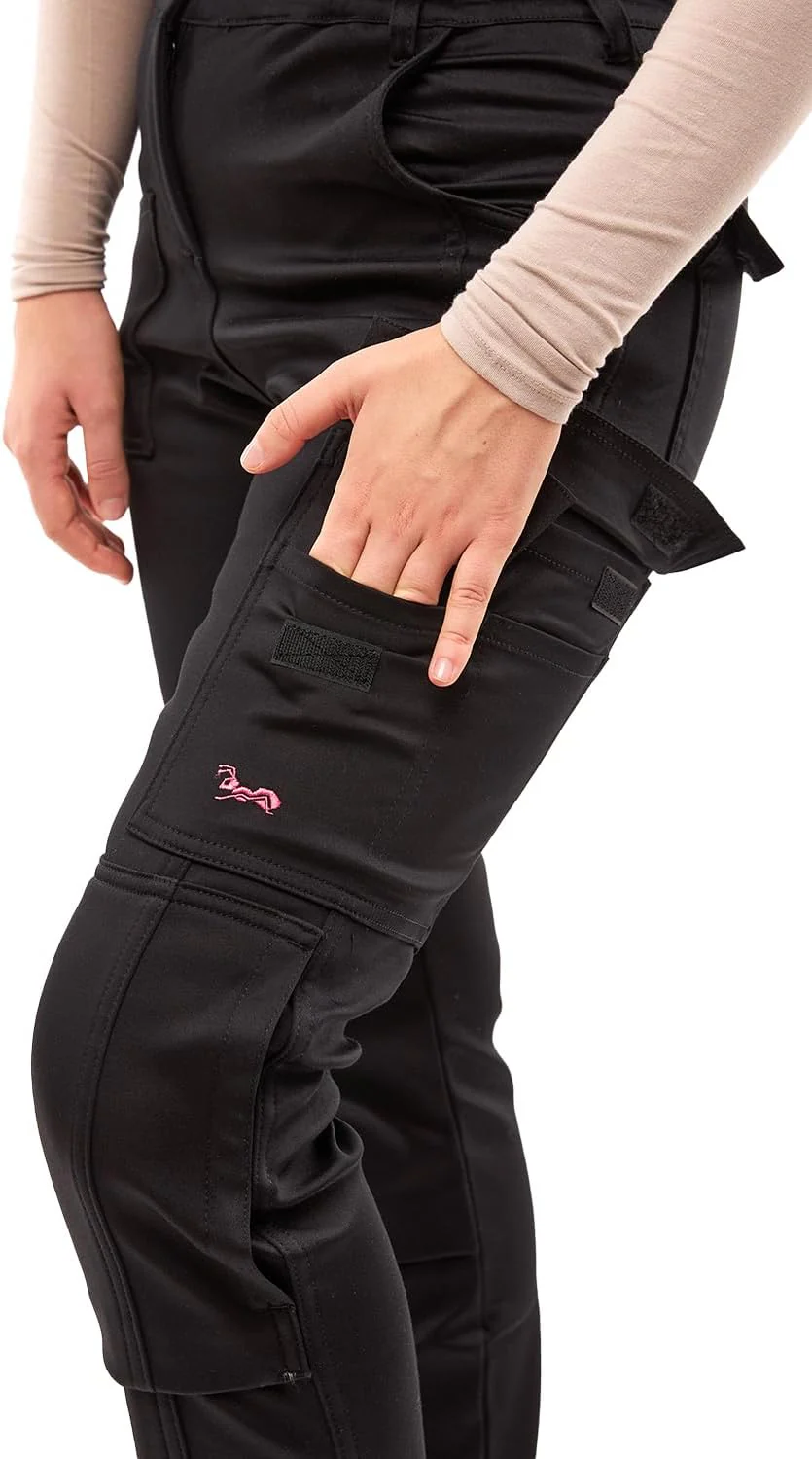 strongAnt Damen Arbeitshose komplett Stretch für Frauen Bundhose mit Kniepolstertaschen Schwarz Grau - Image 4