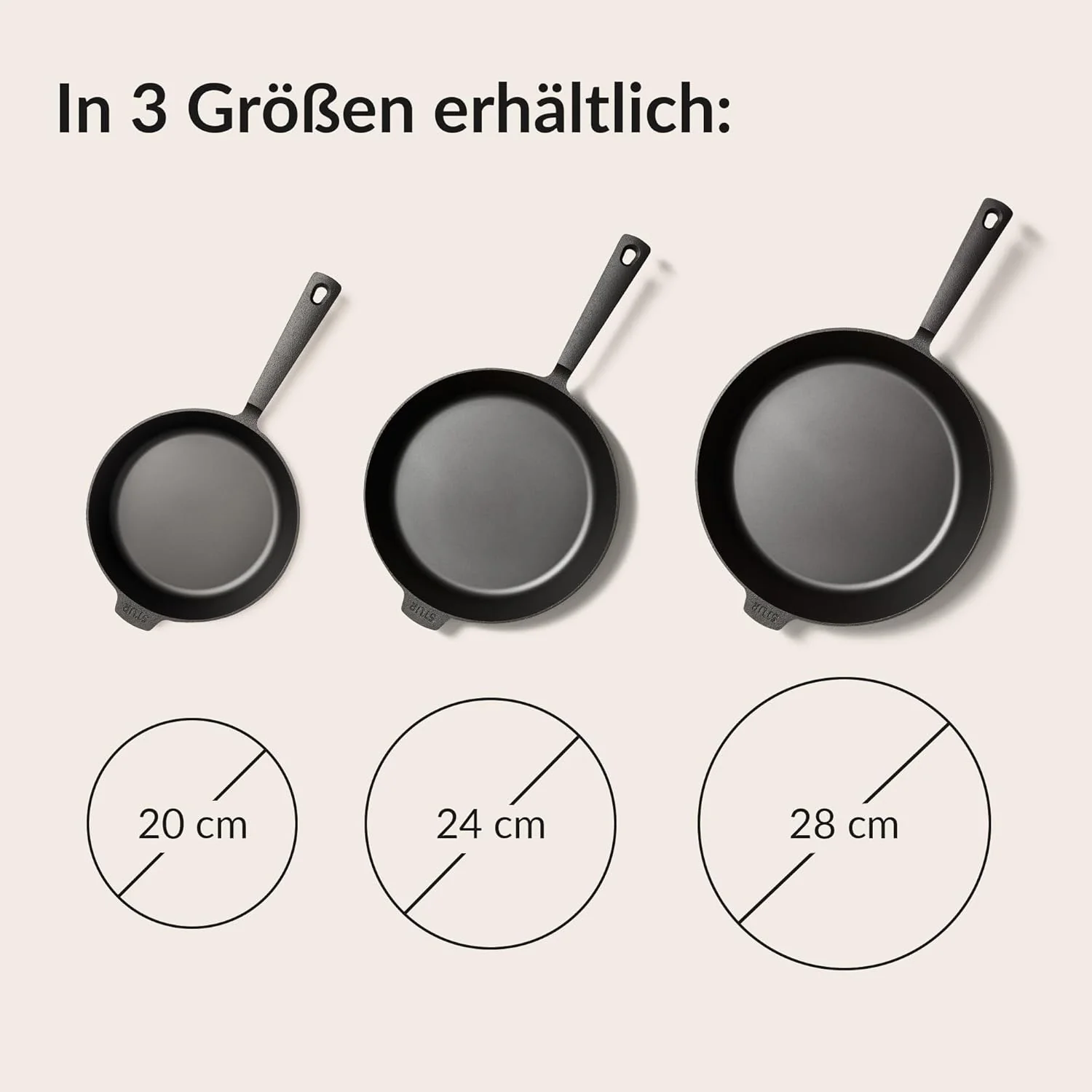 STUR - ORIGINAL Gusseisenpfanne Induktion 24 cm - Cast Iron Pan für alle Herdarten - Pfanne Gusseise - Image 4