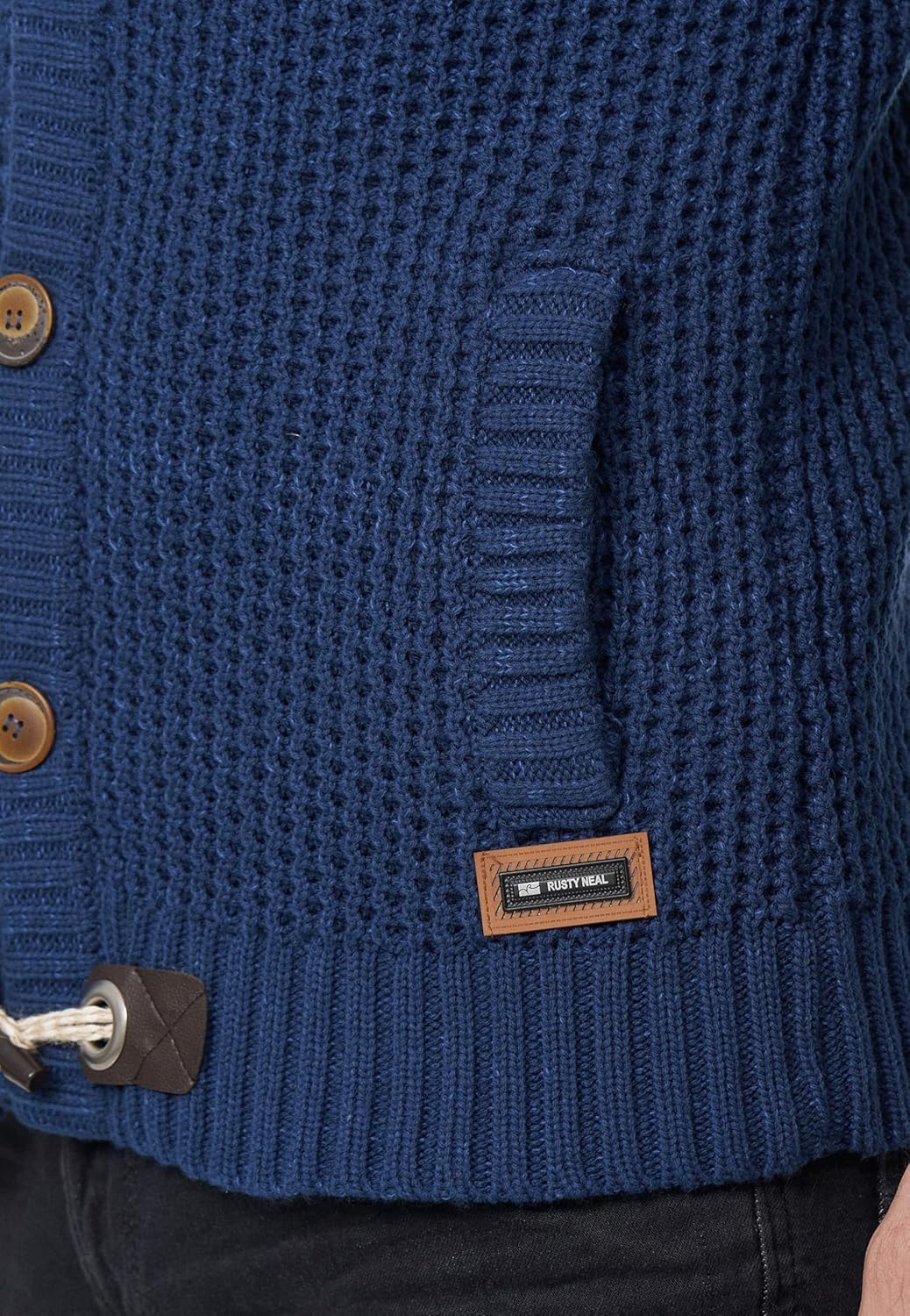 Subliminal Mode Herren Pullover aus grobem Strick mit Schalkragen BX292 L 418 Blau, L 418 Blau - Image 3