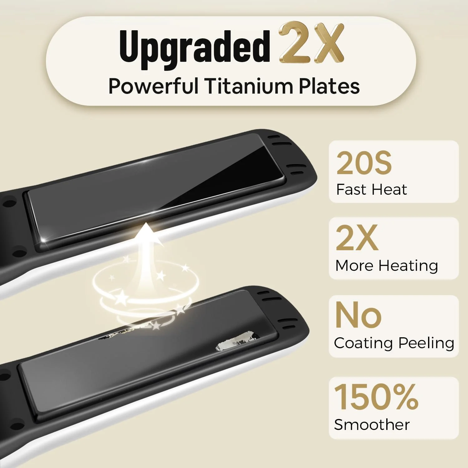 SUNMAY Voga Glätteisen Kabellos, Titan Glätteisen Locken und Glätten 2 in 1, Tragbares Akku Haarglät - Image 2