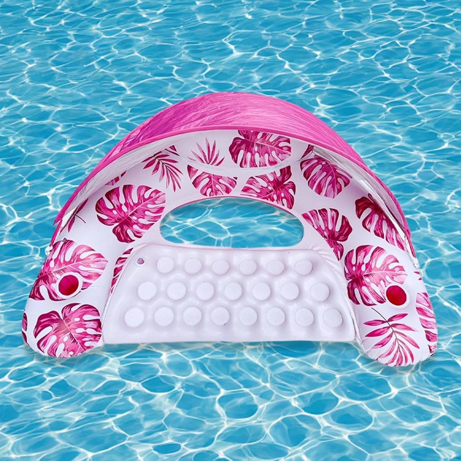 Sunshade Pool Float – Schwimmende Liege für See Fluss und Pool mit Sonnenschutz und Getränkehalter, - Image 4