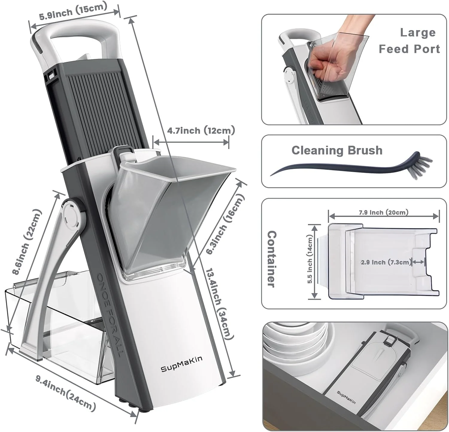SupMakin Gemüseschneider, Once for All Verstellbar Gemüsehobel Genius Mandoline Vegetable Slicer Kar - Image 5