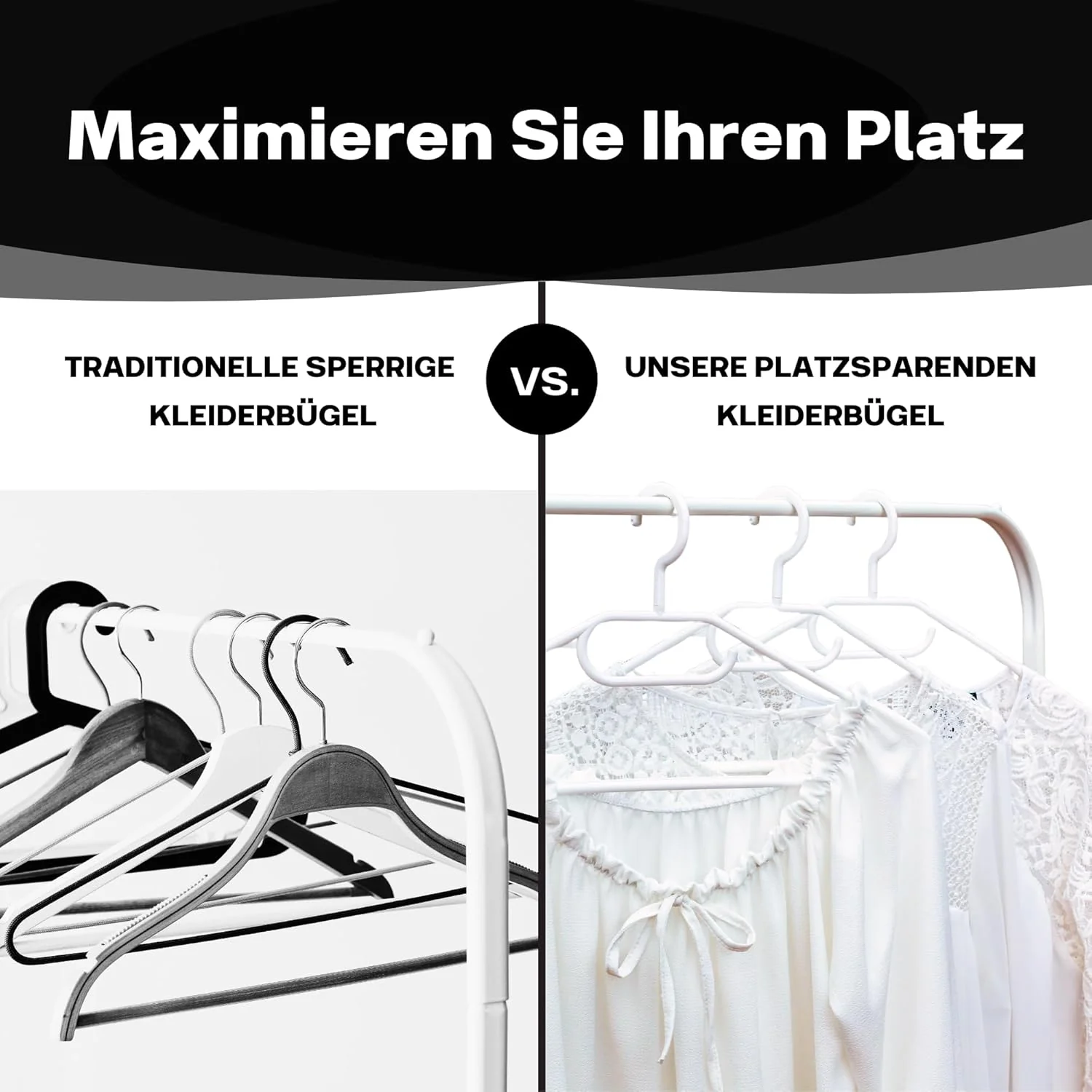 Sustania Kleiderbügel Weiss 20 Stück Mit Drehbaren Haken, Kunststoff, Plastik, Made in EU, Platzspar - Image 6
