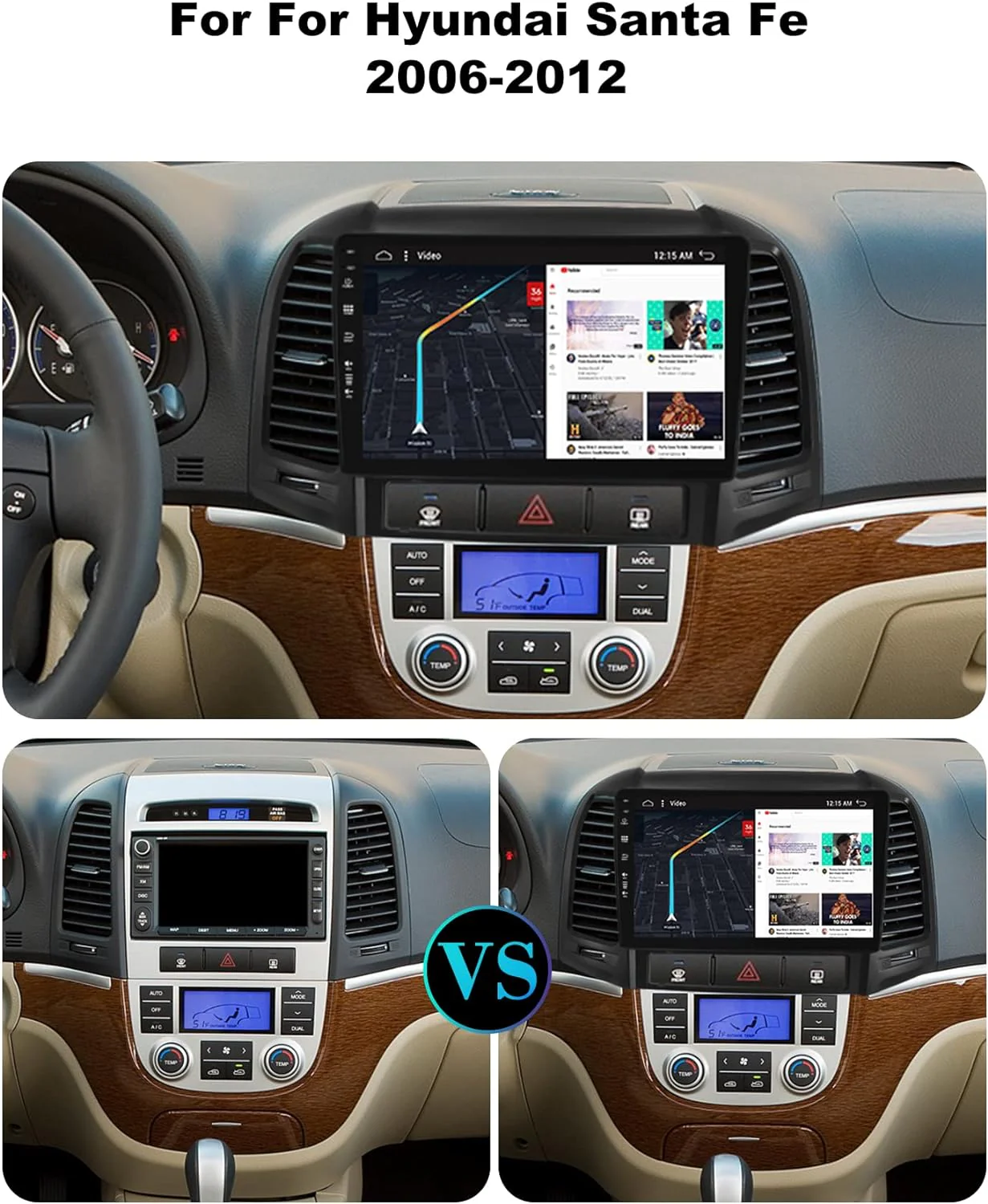 SXAUTO - 6G+128G - Android 12 IPS Autoradio für Hyundai Santa FE (2006-2012) - Eingebaut Carplay/And - Image 3