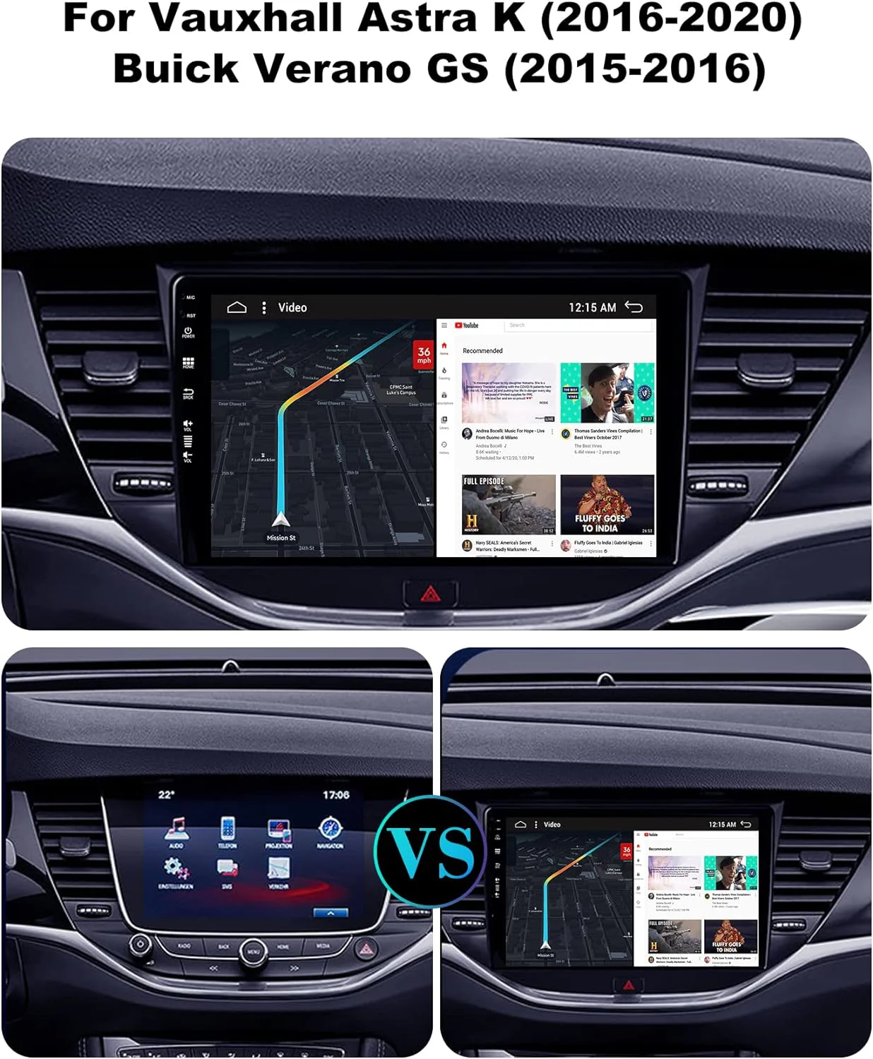 SXAUTO - 6G+128G - Android 12 IPS Autoradio für Vauxhall Astra K/Buick Verano GS (2016-2020) - Einge - Image 3