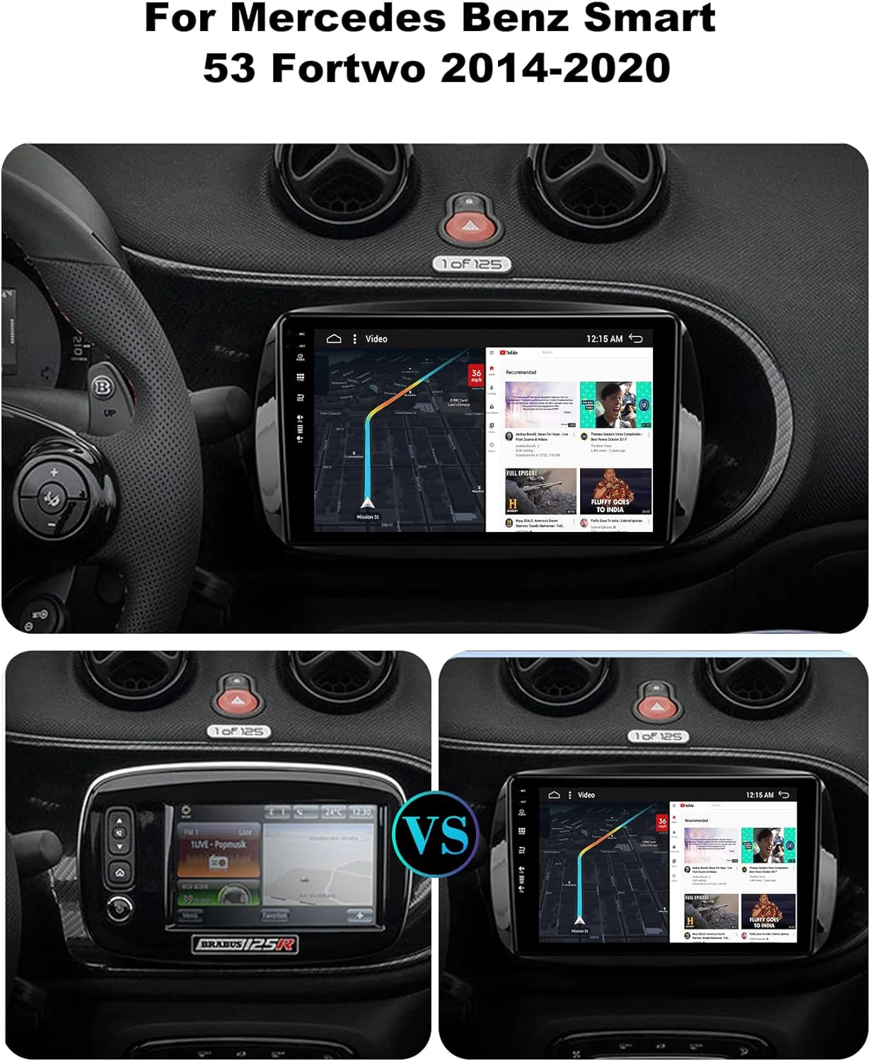 SXAUTO Android 12 IPS Autoradio für Benz Smart 453 Fortwo (2014-2020) - Eingebaut CarPlay/Android Au - Image 2
