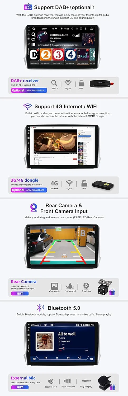 SXAUTO Android 12 IPS Autoradio für Peugeot 208/2008 (2012-2018) - Eingebaut Carplay/Android Auto/DS - Image 5