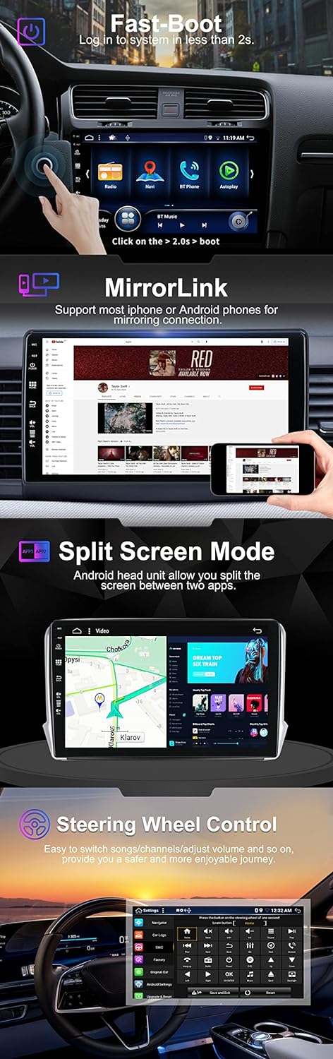 SXAUTO Android 12 IPS Autoradio für Peugeot 208/2008 (2012-2018) - Eingebaut Carplay/Android Auto/DS - Image 6