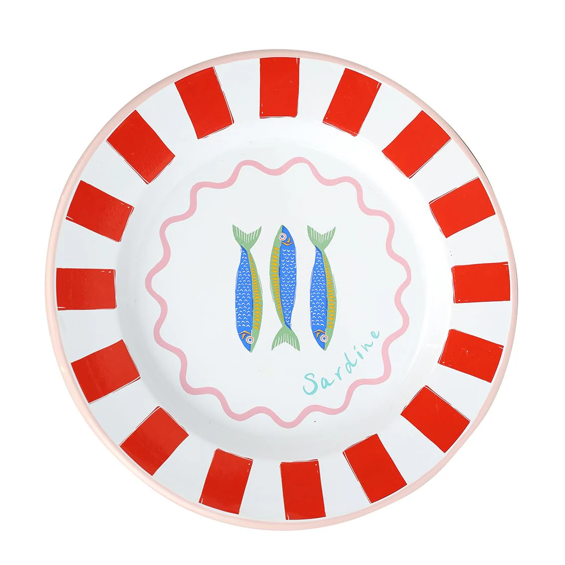 Talking Tables Bon Appetit Handgefertigtes Emaille-Dinnerteller mit Fisch-Design leicht perfekt für