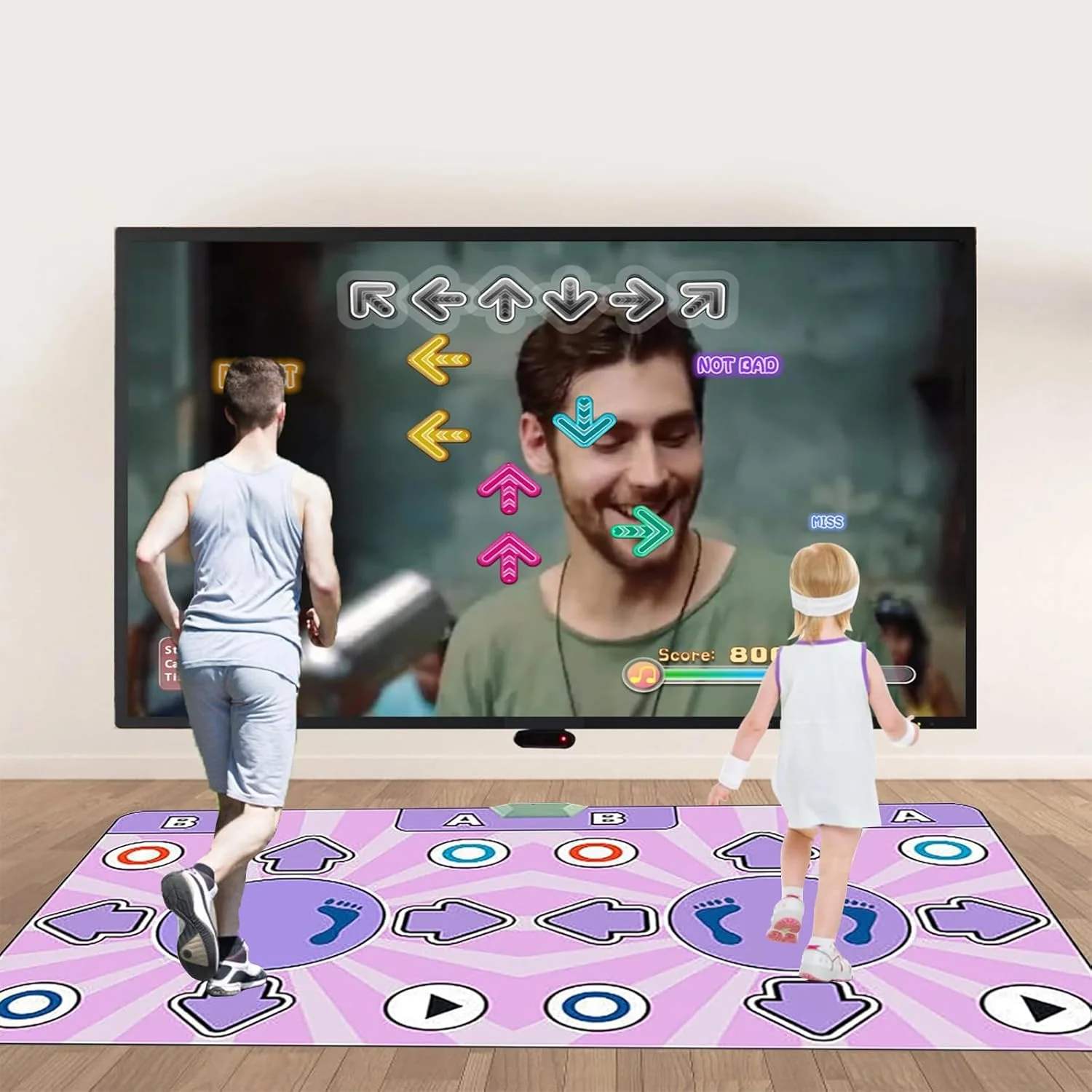 Tanzmatte 2 in 1 für TV und PC, elektronische Tanzmatte mit 2 Spiel-Controllern, LED-Tanzmatte mit L - Image 7