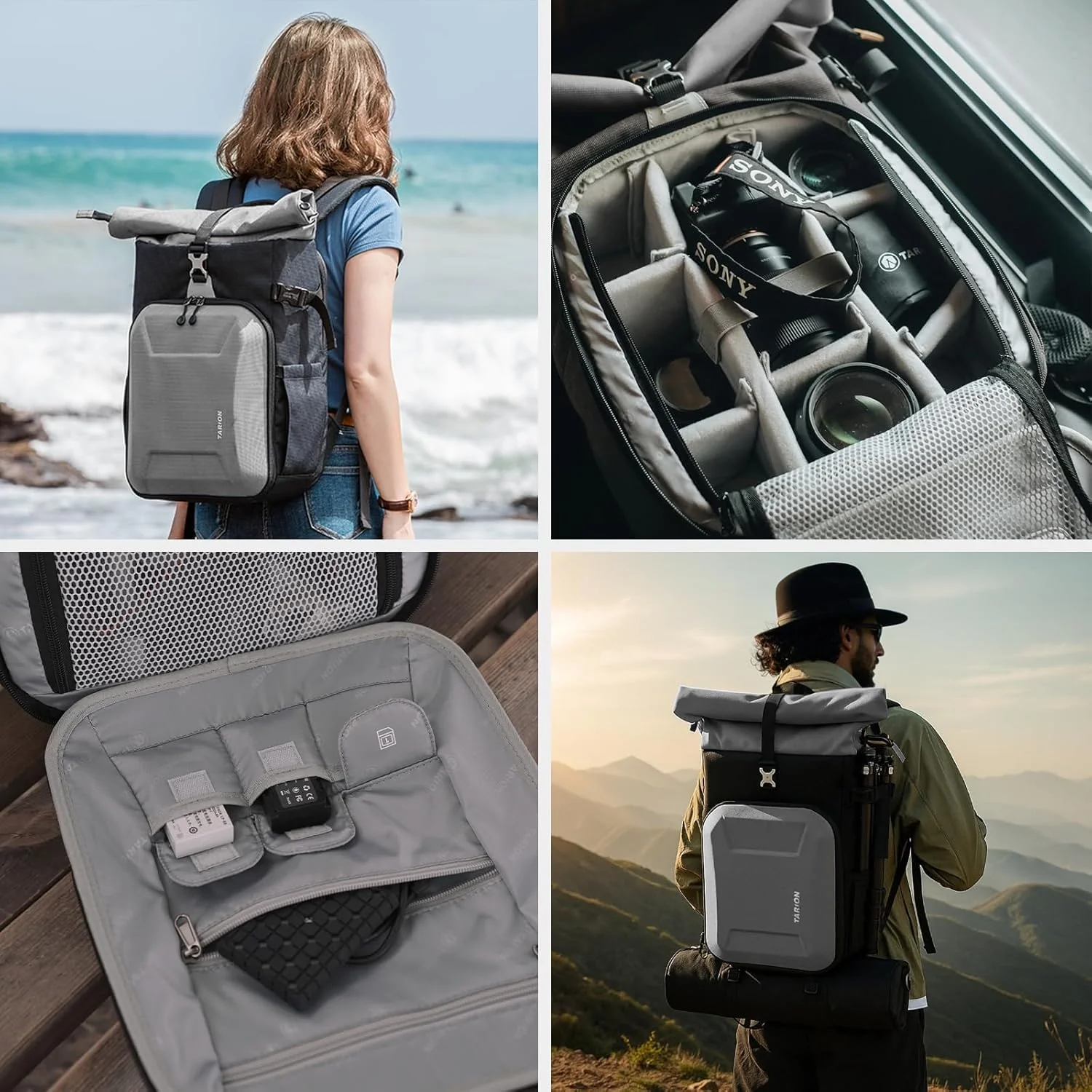 TARION Kamerarucksack Rolltop Fotorucksack mit Hartschale: Professionelle Kameratasche Spiegelreflex - Image 7