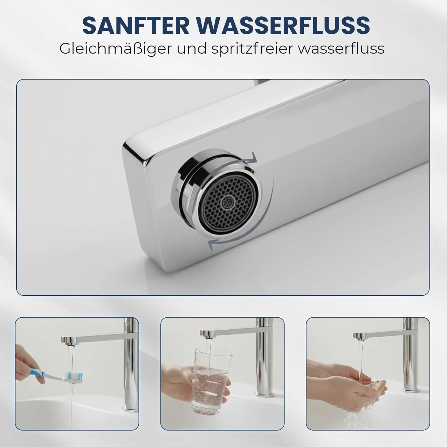Tarnby Wasserhahn Bad – Waschtischarmatur 17,3 cm, Waschbeckenarmatur Chrome, Anti-Fingerprint & Ein - Image 6