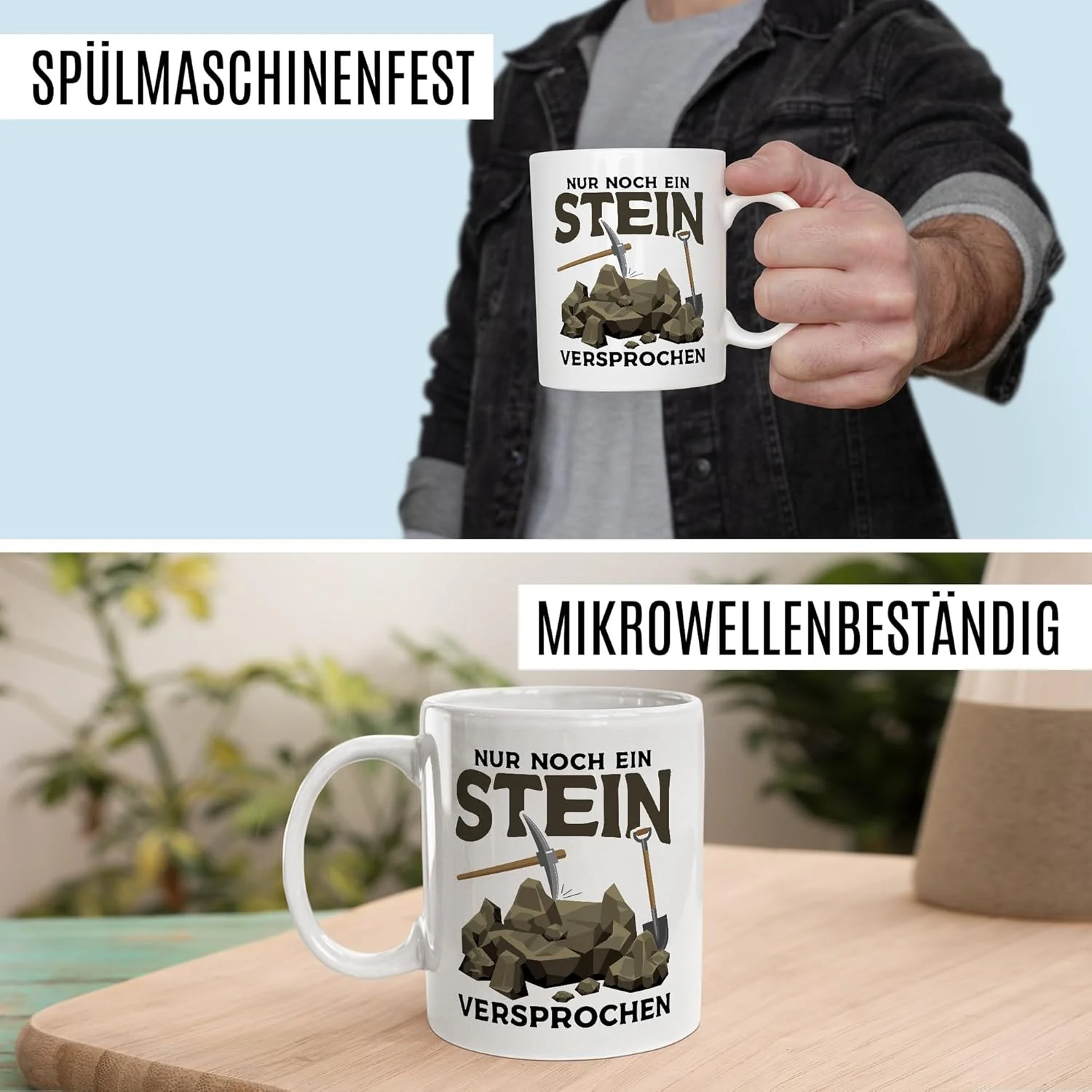 Tasse Humor Geschenk nur noch ein Stein versprochen – Kaffeetasse 330ml aus Keramik – Büro Lustig Wi - Image 6