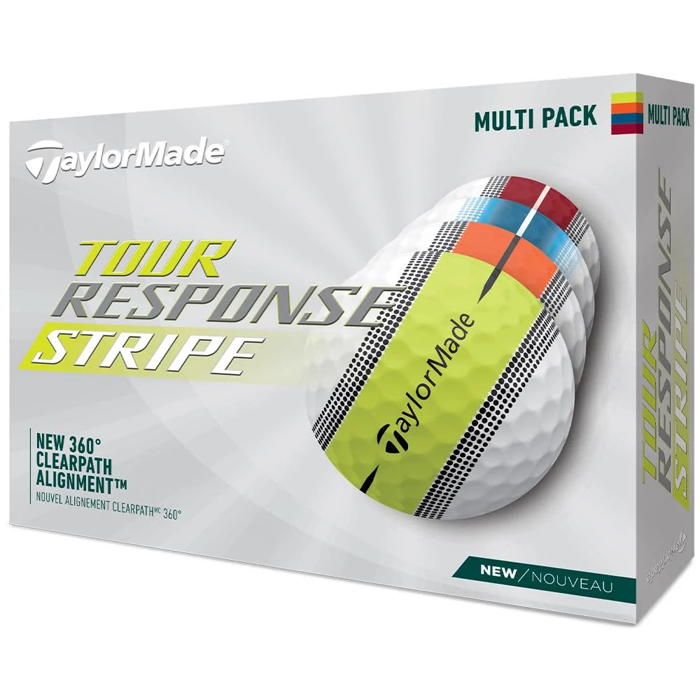 TaylorMade Tour Response Stripe Golfball, 2023 Tour Response Multi-Colored, Tour Response Multi-Colo