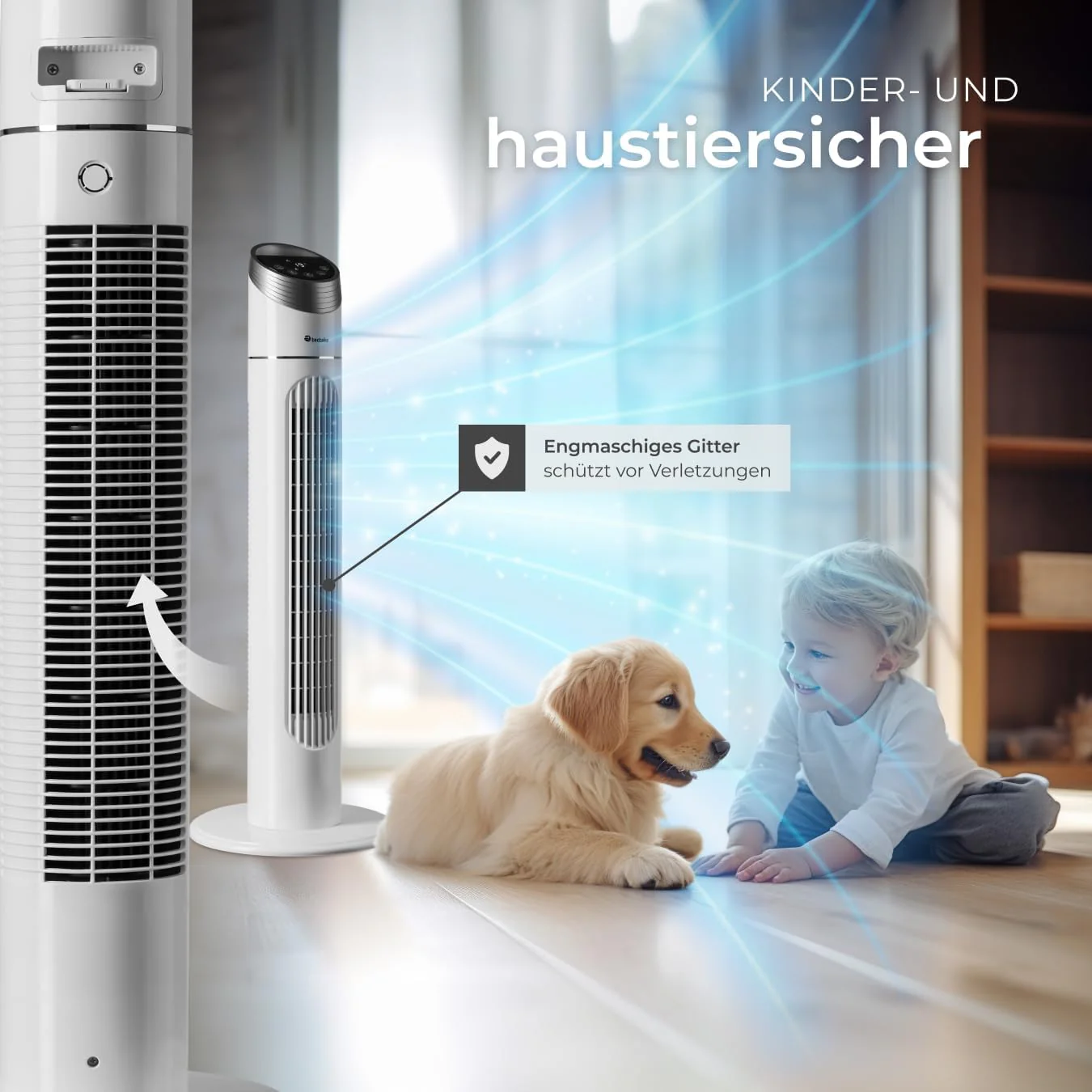 tectake 403922 Turmventilator mit Fernbedienung, 70 Grad Oszillation, 90 cm Höhe, leise, Säulenventi - Image 8
