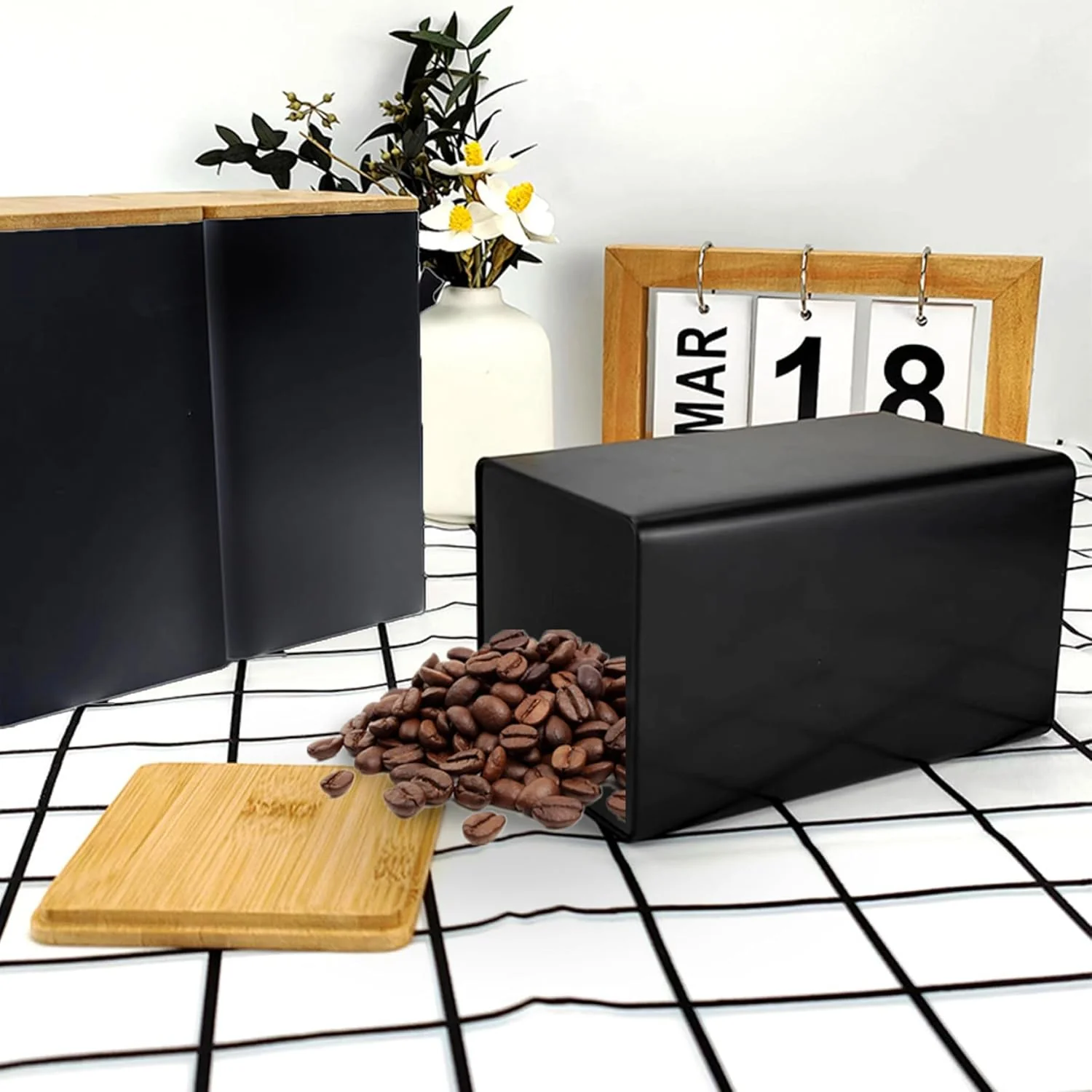 Tee-, Kaffee- und Zuckerdosen-Set, 3-teilig, schwarze Kanister, Tee-, Kaffee- und Zuckerdosen-Set, f - Image 2