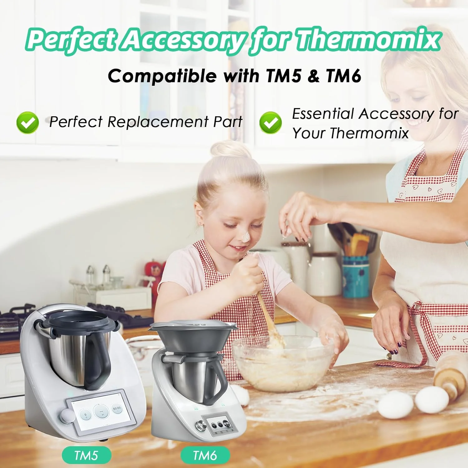 Teigmesser für Thermomix TM6 TM5, Edelstahl Hörnchenmesser & Reinigungsbürste, Ersatzteile Kompatibe - Image 2