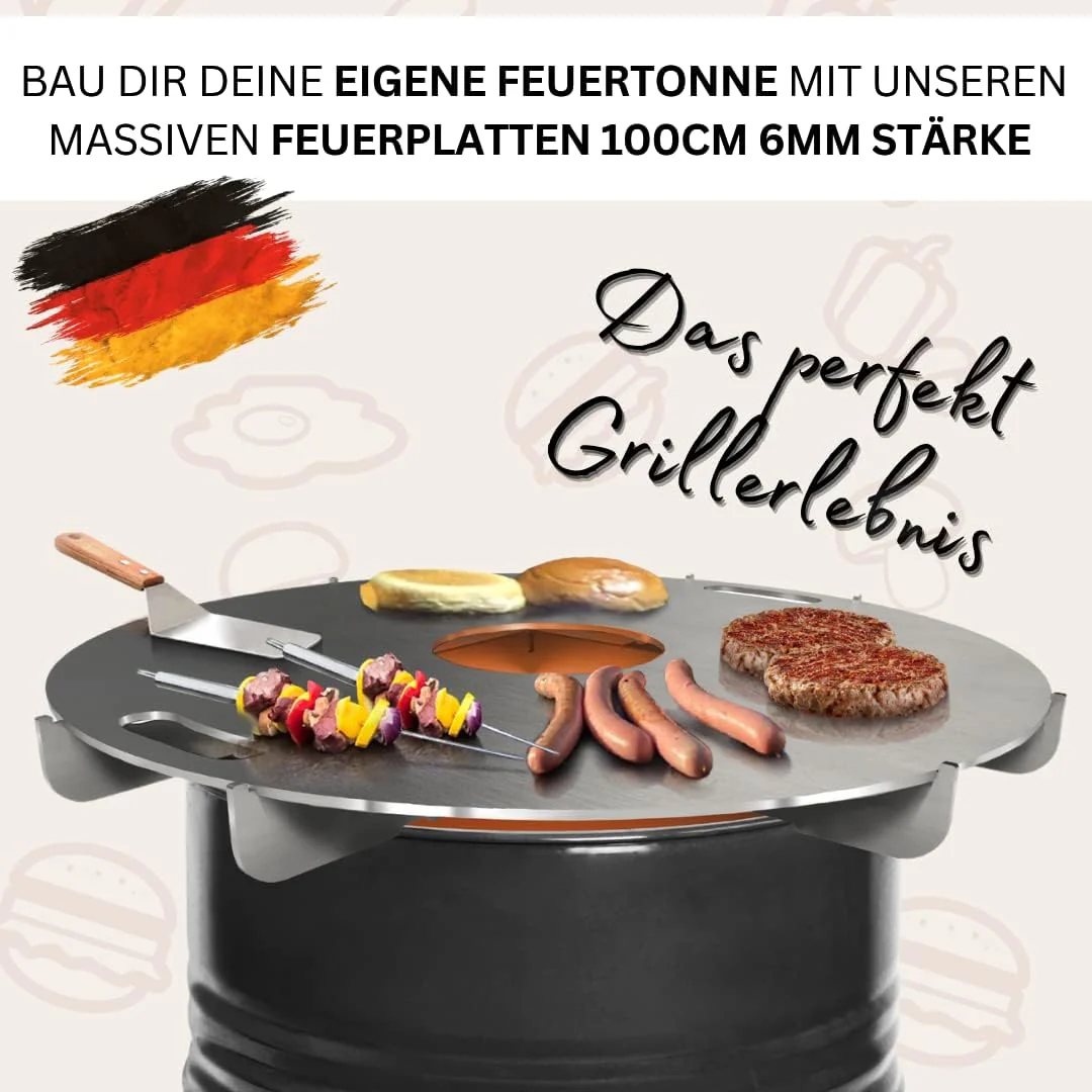 Terma Feuerplatte Durchm. 100 cm + Fassauflage, Grillplatte, Plancha Stärke 6 mm, Grillring, Feuerri - Image 2