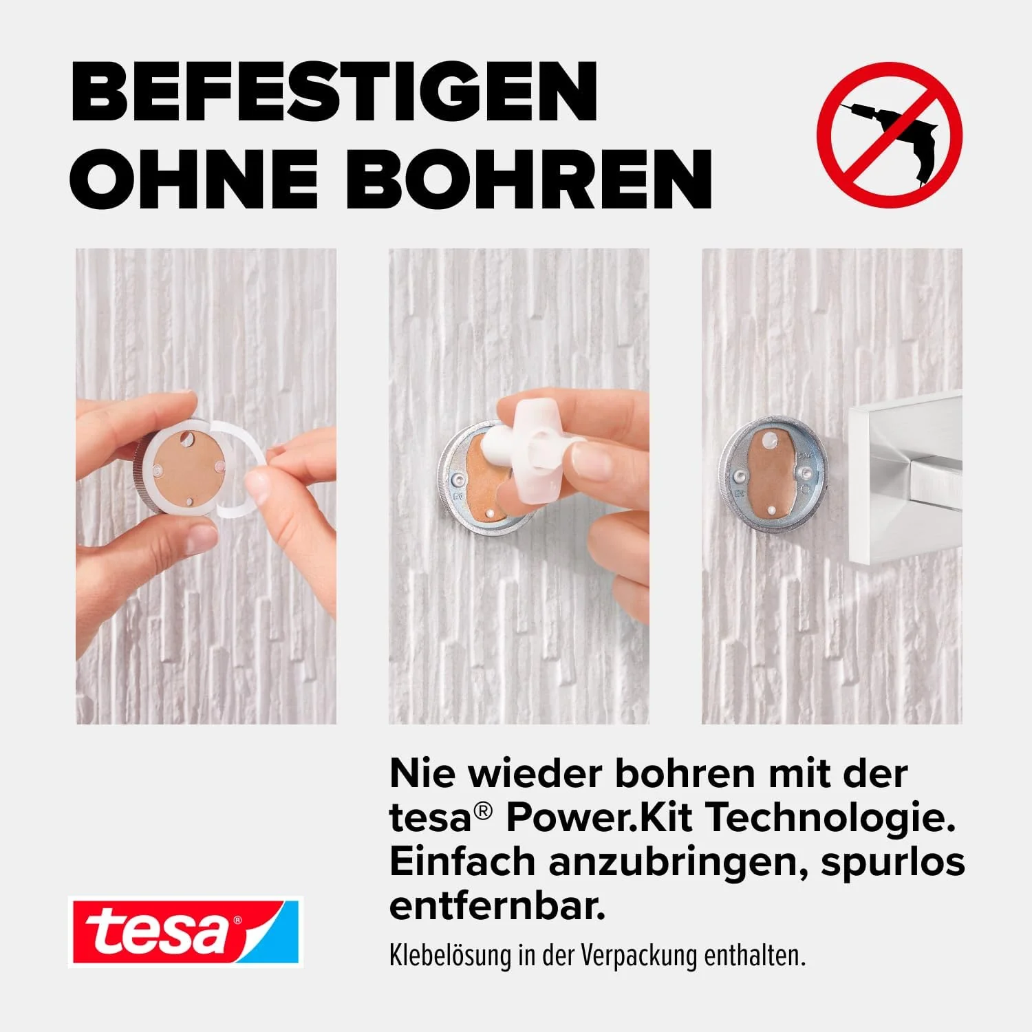 tesa EXXCLUSIV Toilettenbürsten-Set, verchromt, mit satiniertem Glas - zur Wandbefestigung ohne Bohr - Image 4