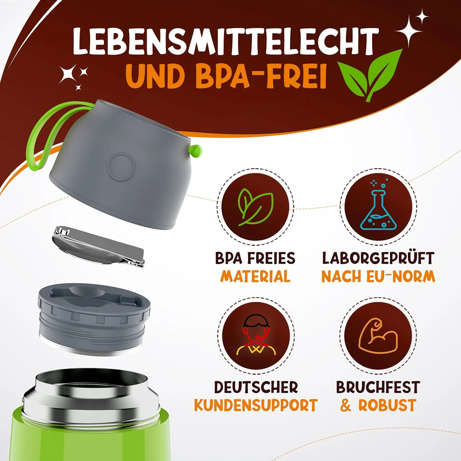 Thermobehälter für Essen Kinder – 500ml, Grün Traktor – 100% auslaufsicher - Warmhaltebehälter Essen - Image 7