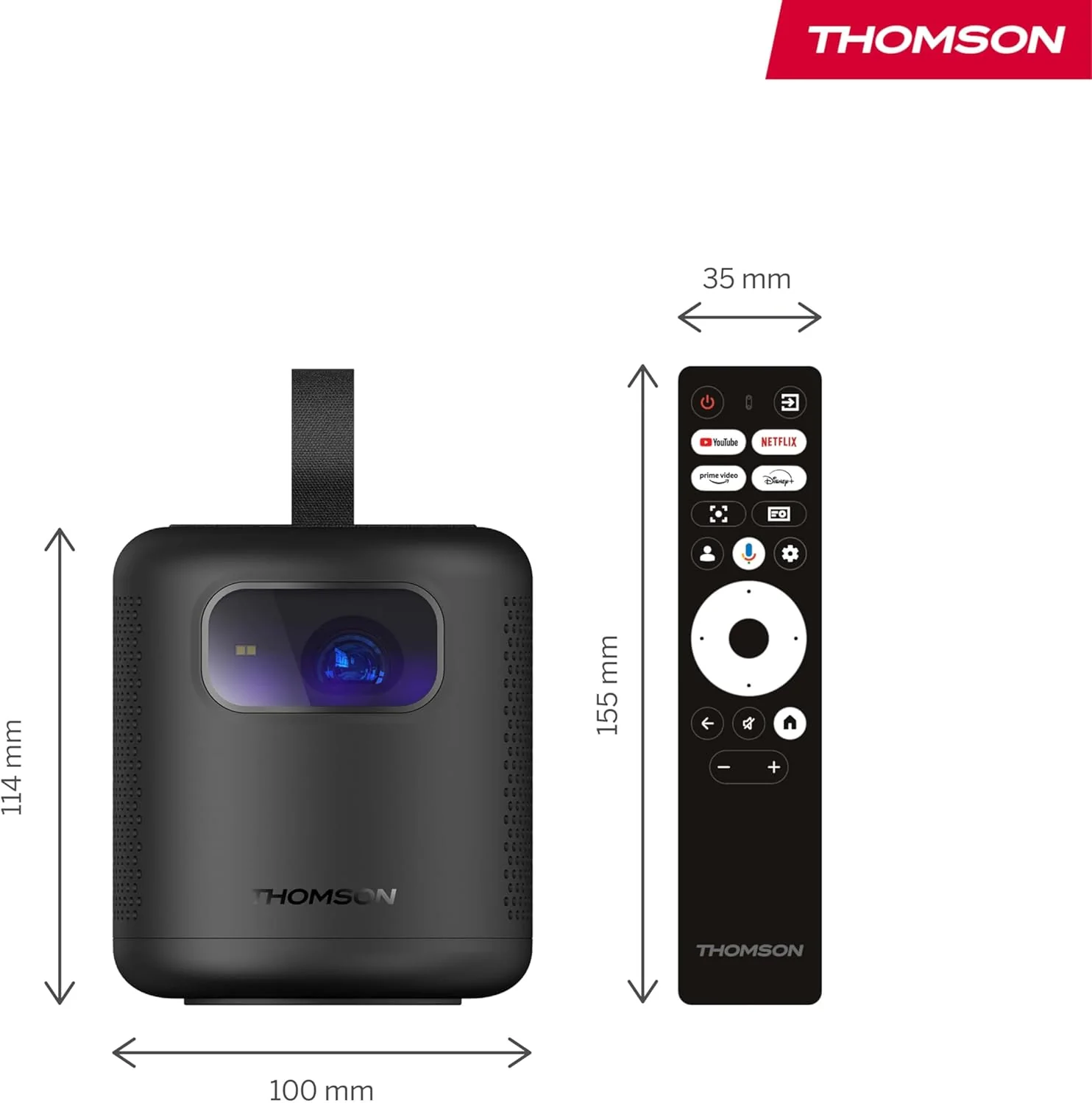Thomson Vega PG35B Tragbarer Full HD Beamer, Smart LED Projektor mit Google TV, integriertem Akku, 3 - Image 2
