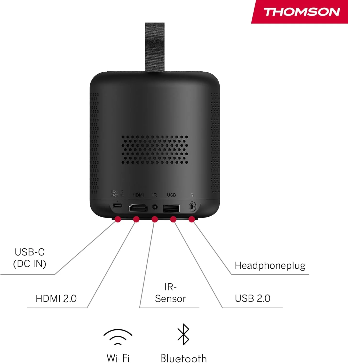 Thomson Vega PG35B Tragbarer Full HD Beamer, Smart LED Projektor mit Google TV, integriertem Akku, 3 - Image 4
