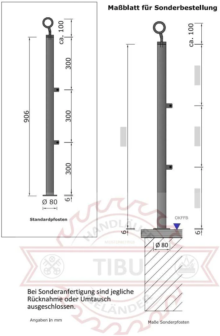 TIBU Edelstahl Geländer mit Holz Buche Handlauf 0,6 - 5 m Länge Treppengeländer Innen, Variante: mit - Image 2