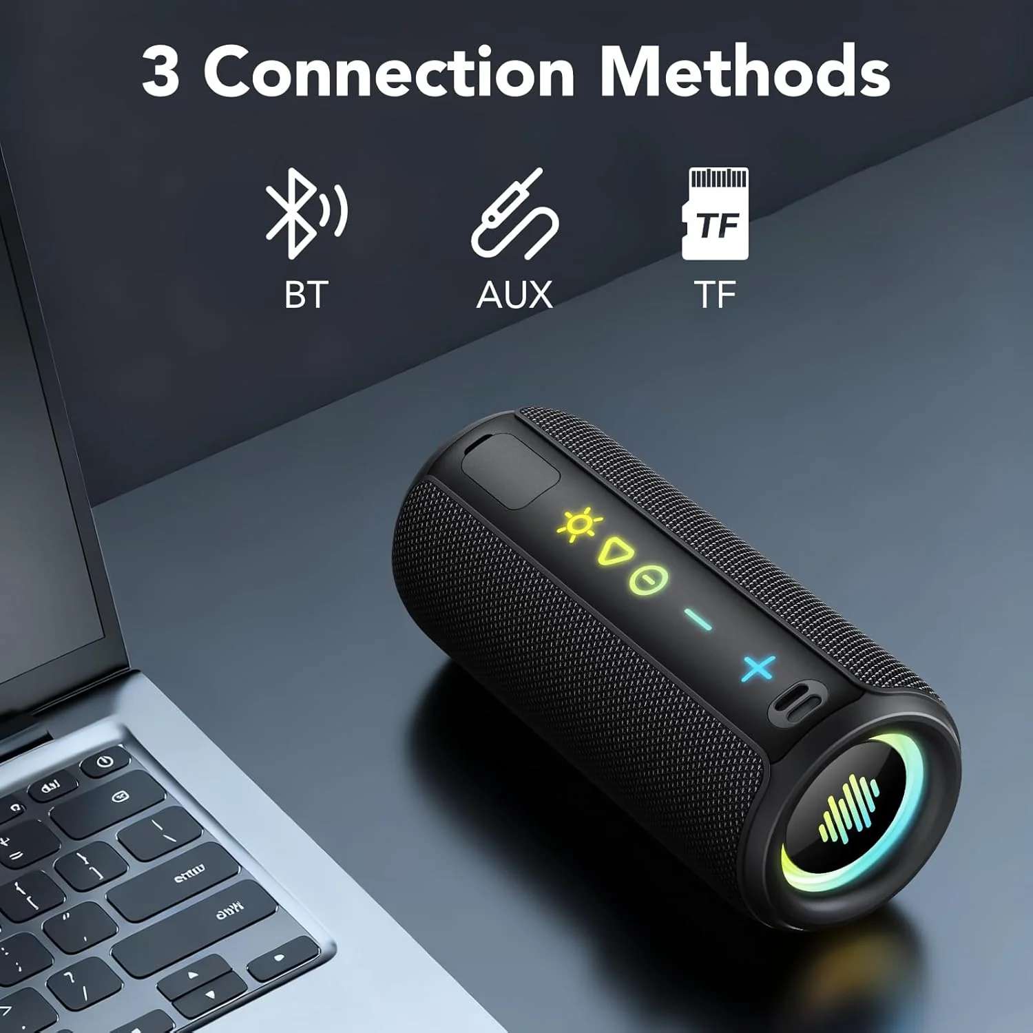 TIMU Bluetooth Lautsprecher mit Licht, Bluetooth 5.4 Musikbox, 25W Dual Lautsprecher, Dualen Bass-Tr - Image 4