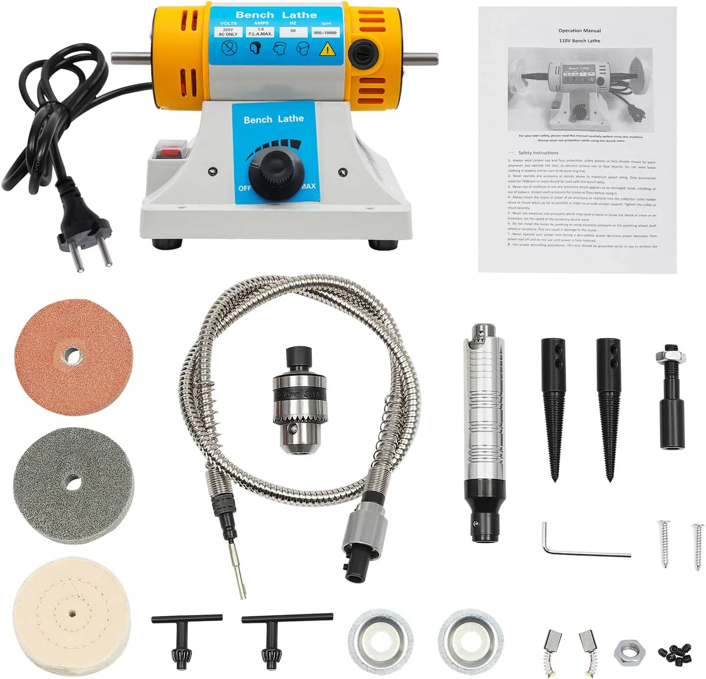 Tischpolierer 320W 220V Elektrische Schleifmaschine Poliermaschine Mit 2 Kegelförmige Spindeln Und F - Image 7