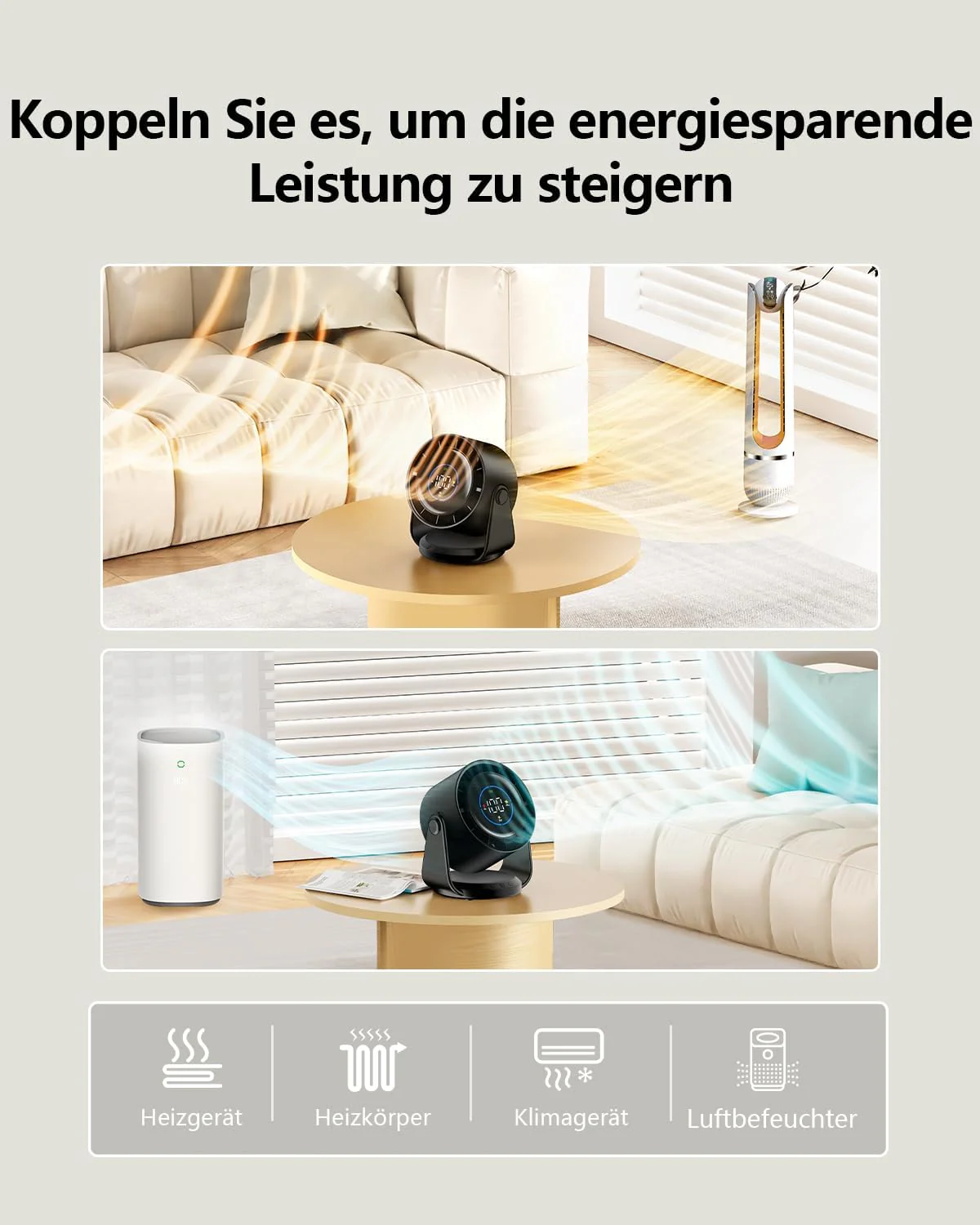 Tischventilator, USB Ventilator mit 100 Geschwindigkeitsstufen 105° Schwenkfunktion LED Display mit - Image 7