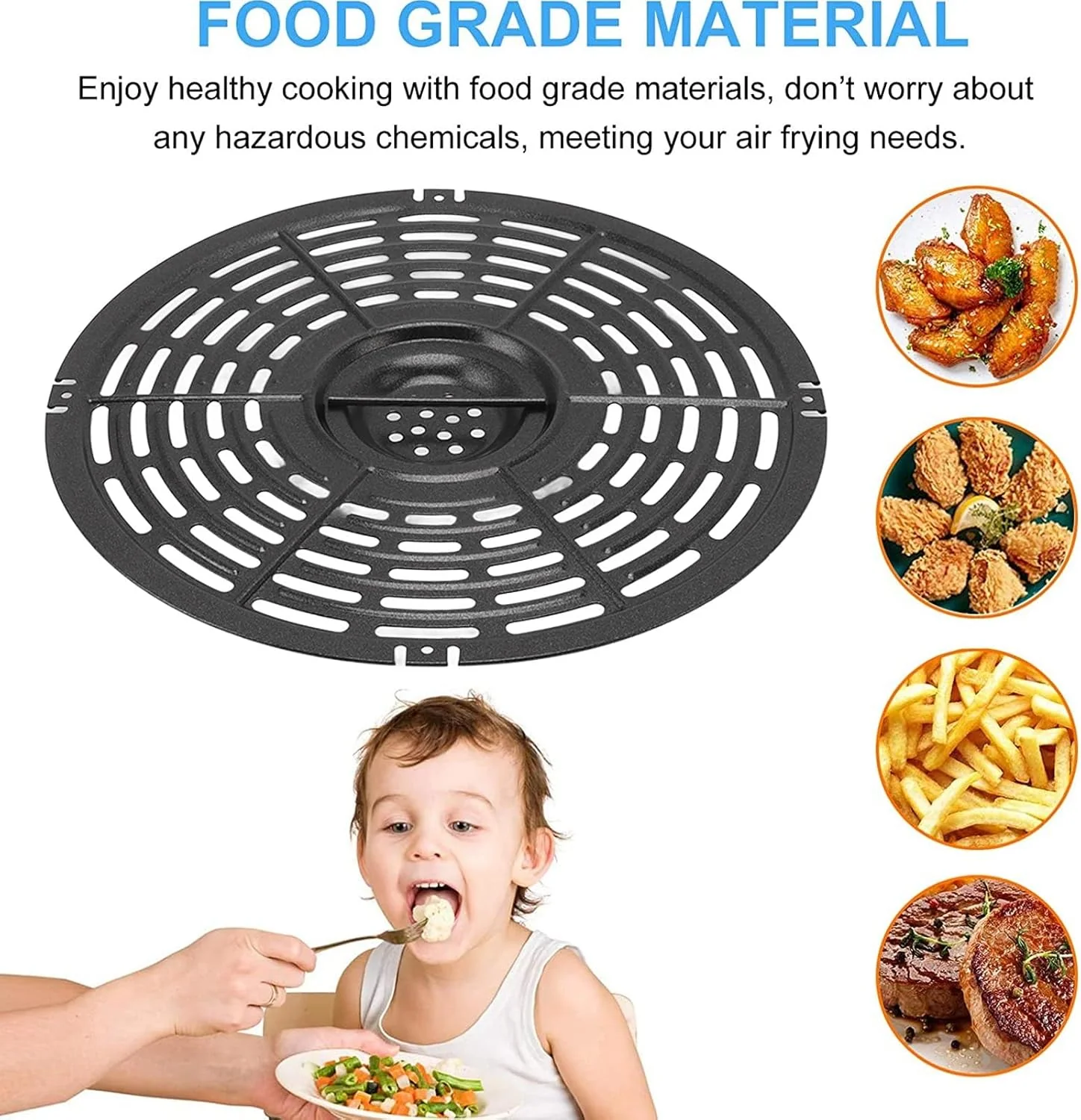 Tissting Air Fryer Liner, 22cm Rund Edelstahl Backpapier Wiederverwendbar Luftfritteuse Liner mit Bü - Image 6