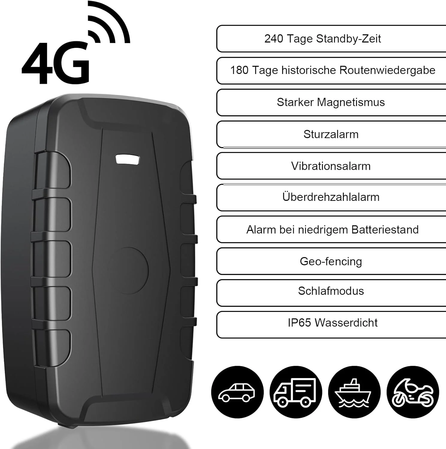 TKMARS 4G GPS Tracker Auto GPS Tracker Ohne ABO mit Kostenloser App, 20.000 Mah, bis Zu 240 Tage Akk - Image 3