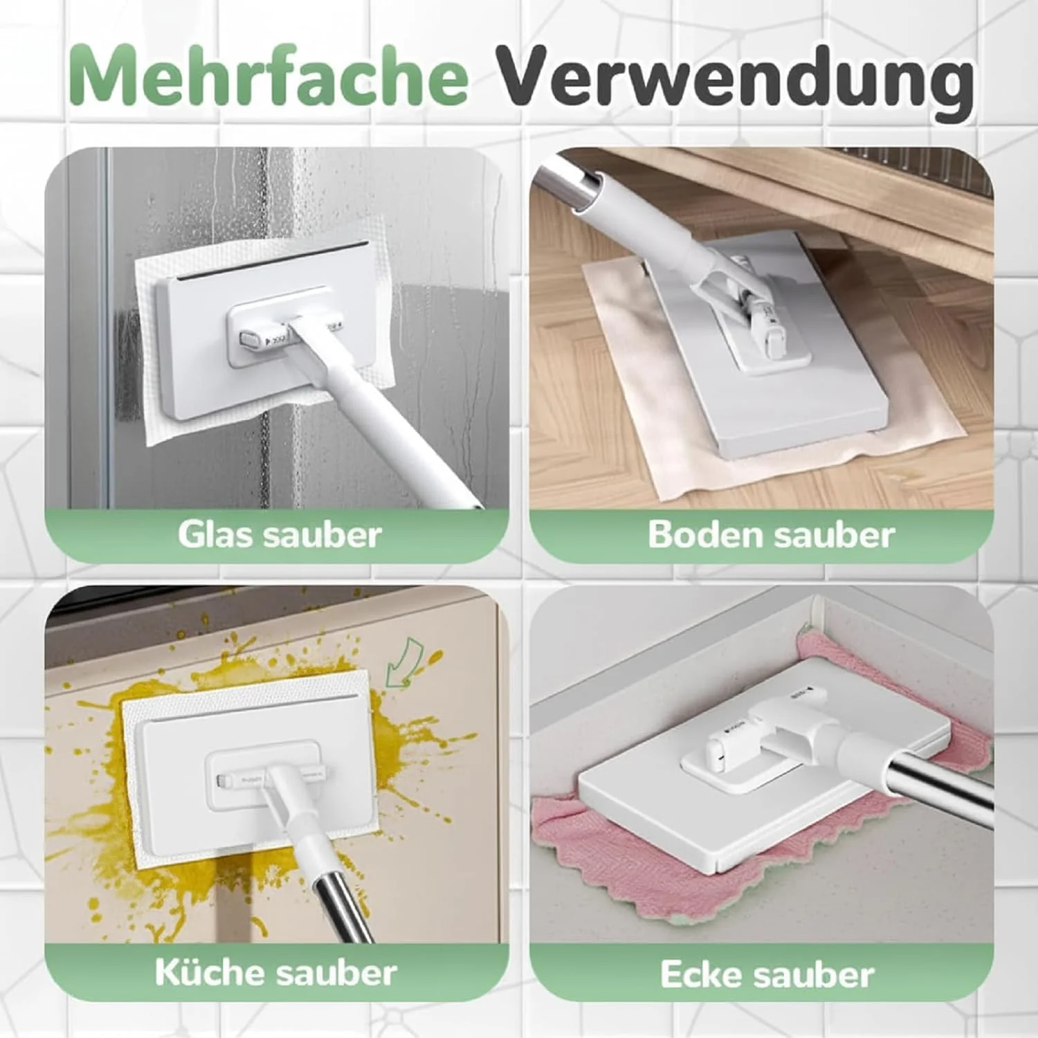 TMRBBesty NEU Wischmopp Mini Mop mit Druck-klemm-System,100cm mit 50 5 Farben Wiederverwendbar Mikro - Image 7