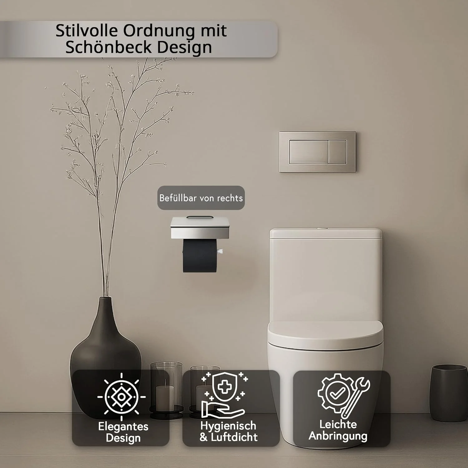 Toilettenpapierhalter mit Feuchttücherbox - Gehäuse Poliert & Abdeckung Edelstahl - befüllbar von Re - Image 4