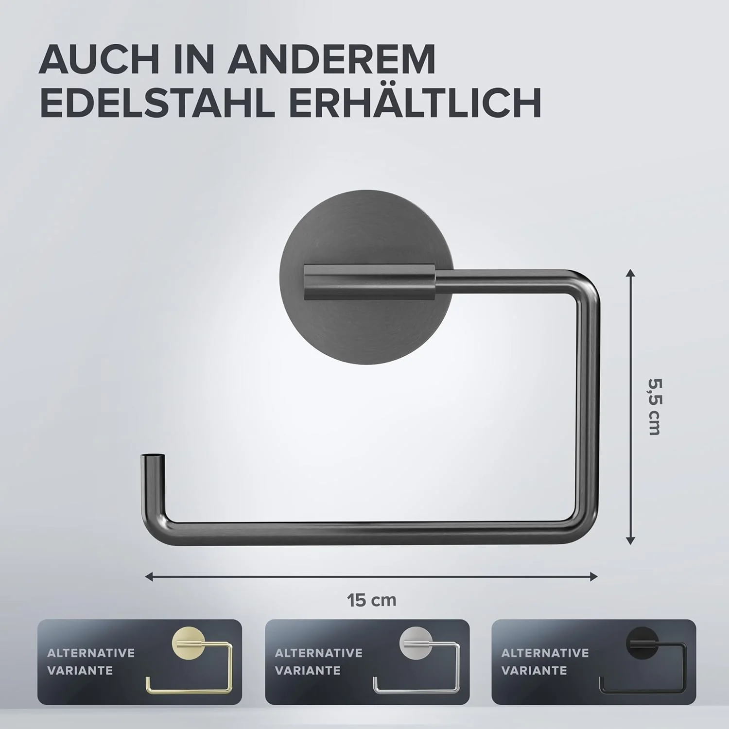 Toilettenpapierhalter Skardstind ohne Bohren Gunmetal | selbstklebend Edelstahl | Klorollenhalter oh - Image 3