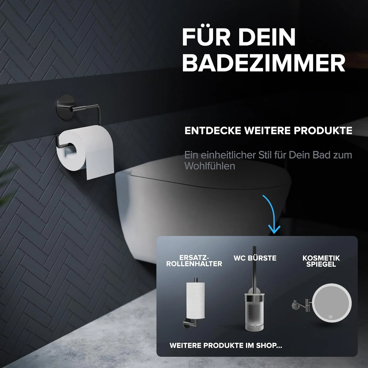 Toilettenpapierhalter Skardstind ohne Bohren Gunmetal | selbstklebend Edelstahl | Klorollenhalter oh - Image 7