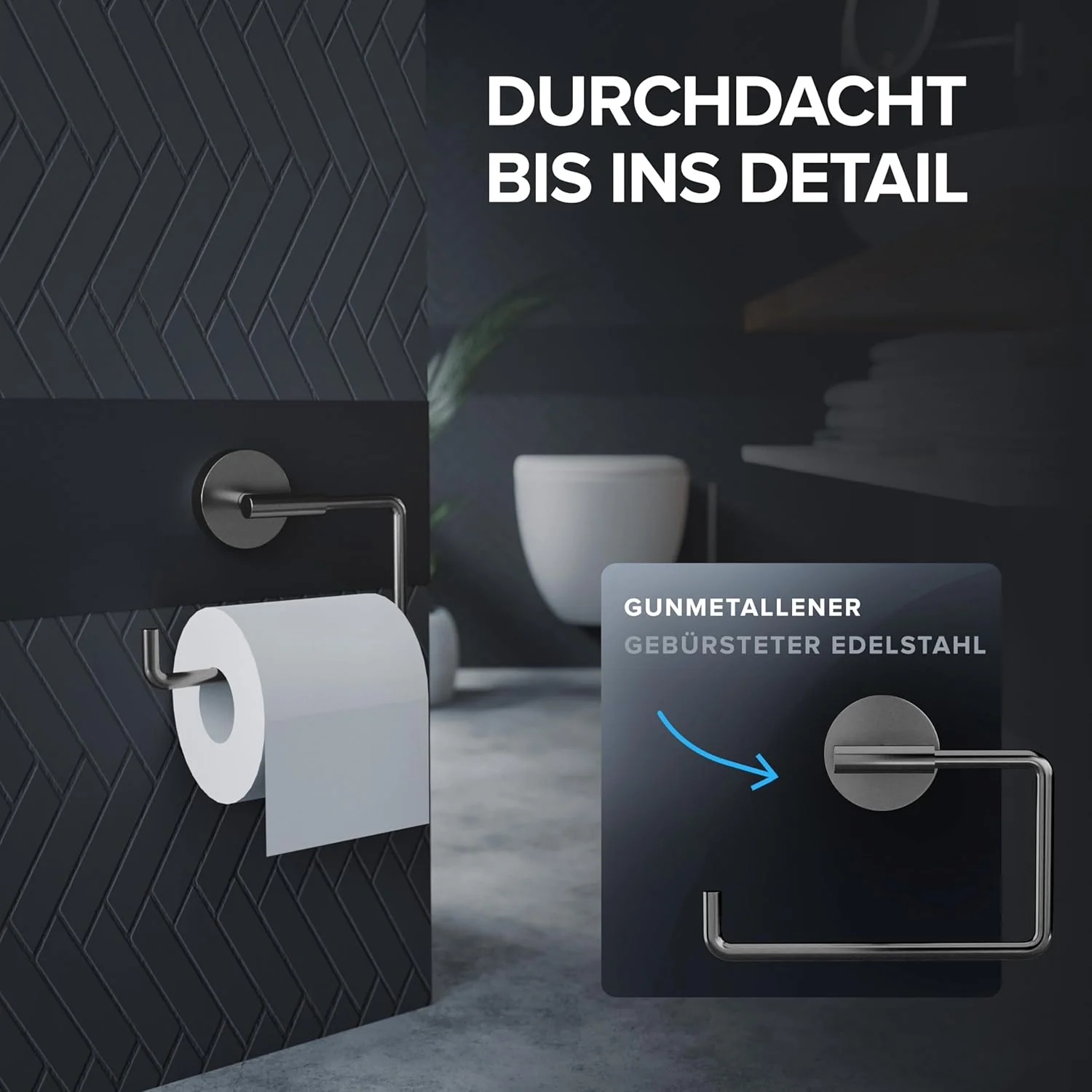 Toilettenpapierhalter Skardstind zum Bohren Gunmetal | Klorollenhalter in Edelstahl | ohne Deckel | - Image 6