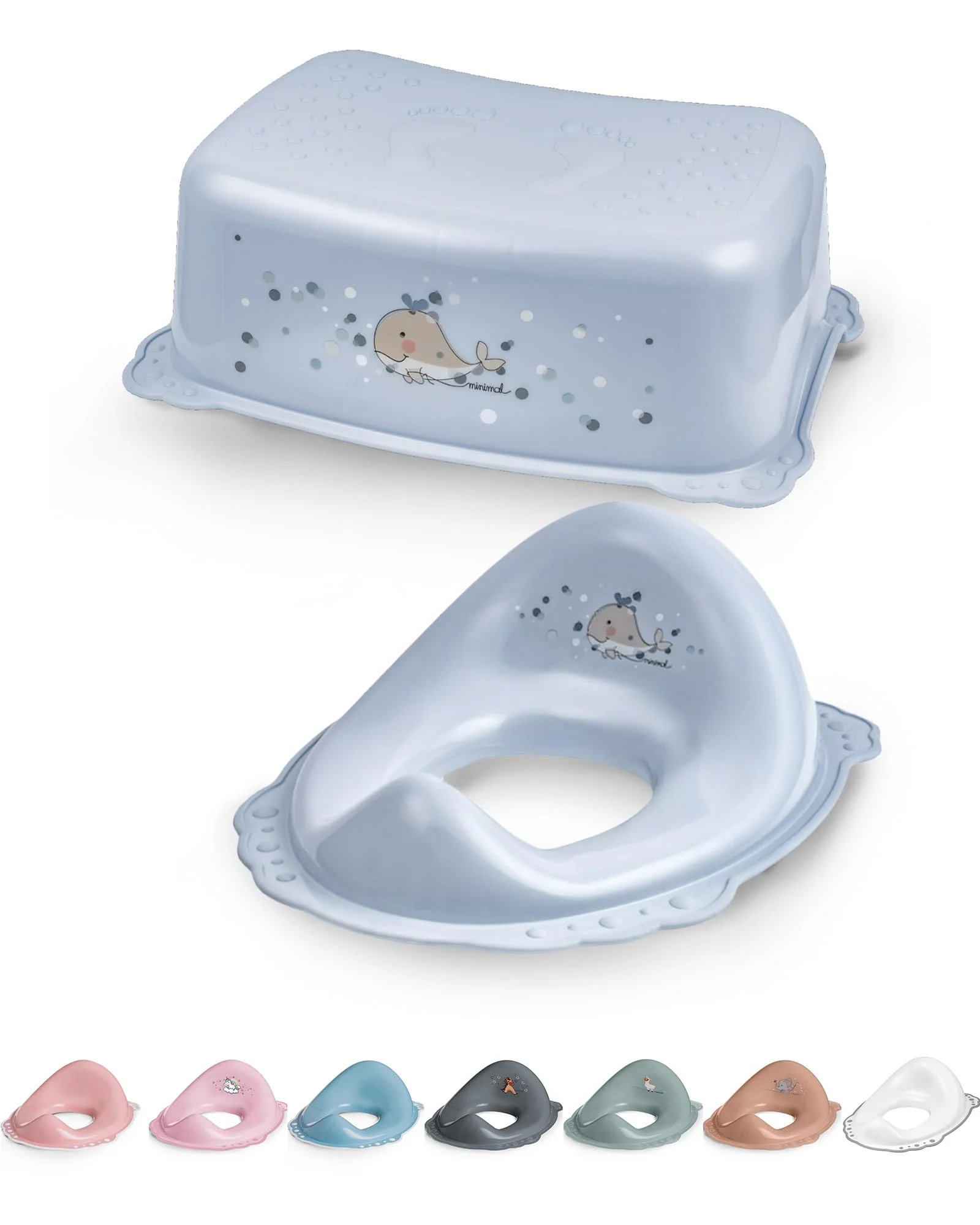 Toilettentrainer mit Treppe als Set Wahl blau – Toilettensitz Kinder und Stufenhocker für Kinder – T