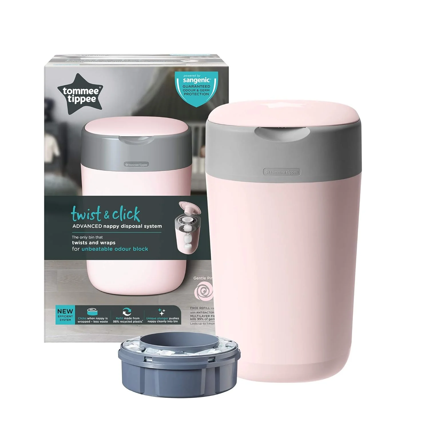 Tommee Tippee Windeleimer Twist & Click Sangenic Tec, Geruchsdichtes Windelentsorgungssystem, Inklus - Image 3